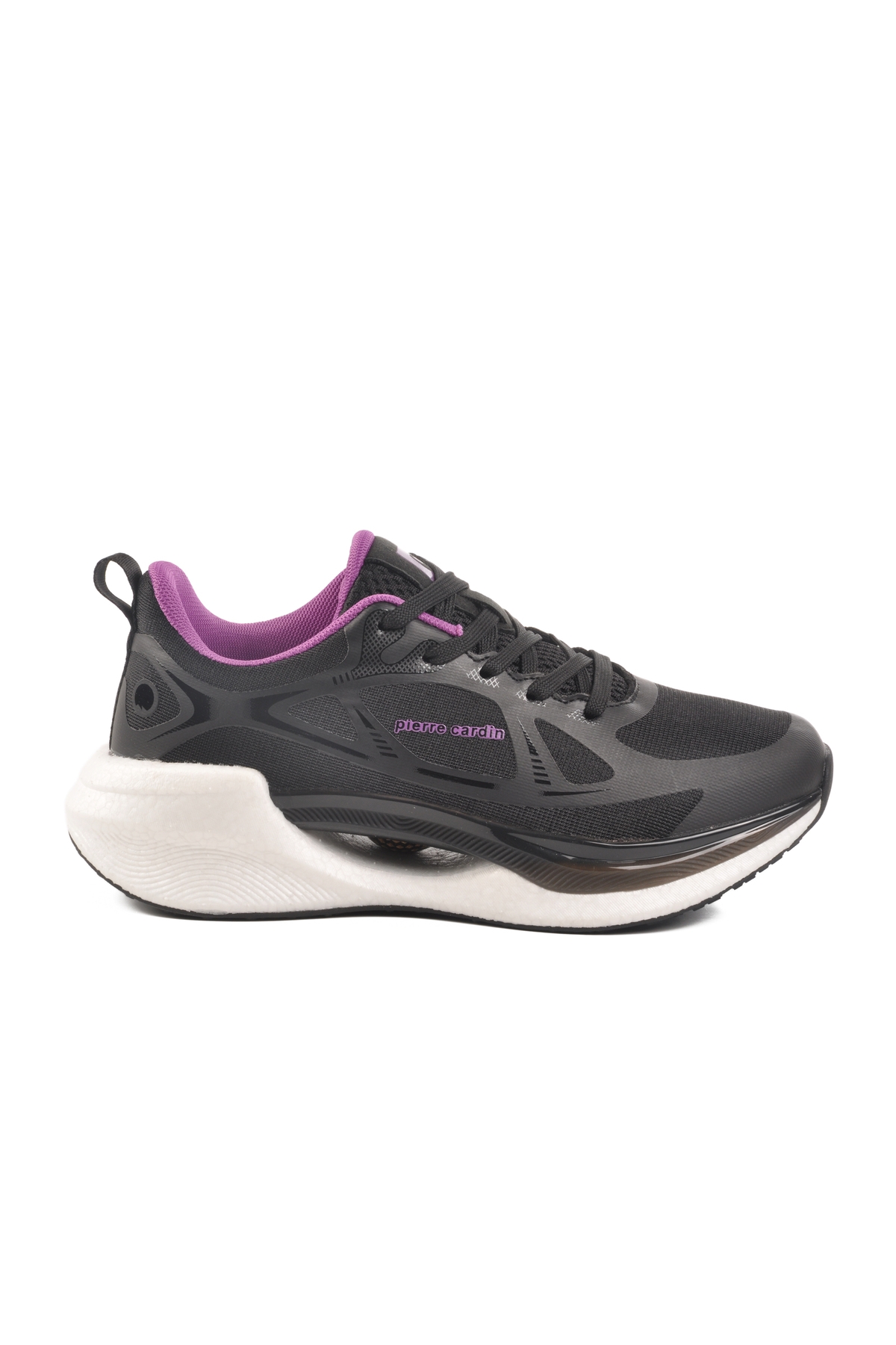 Siyah Beyaz Fileli Bağcıklı Kadın Spor Ayakkabı - Görsel 2