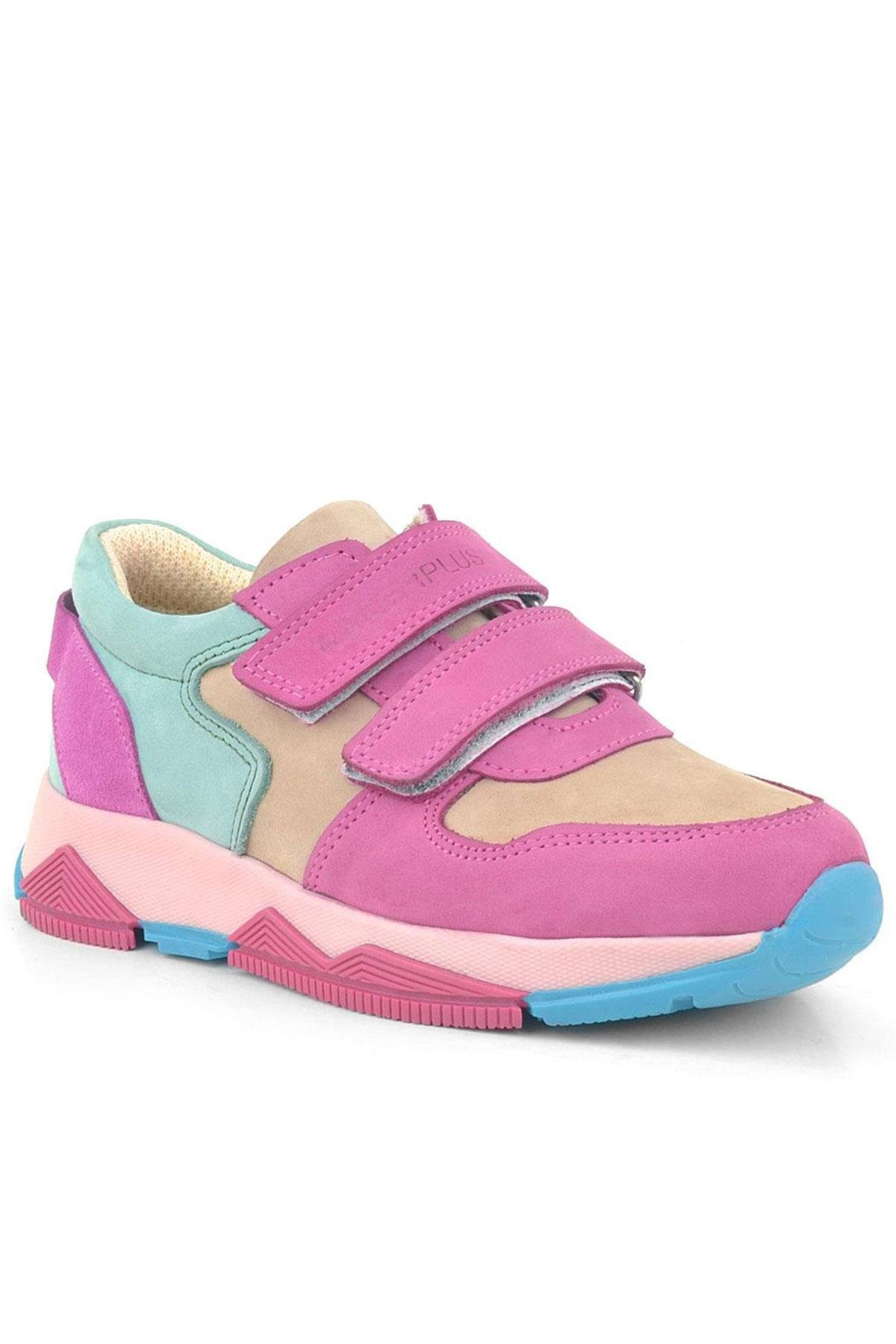 Hakiki Deri Fuşya Pembe Çocuk Sneakers Spor Ayakkabı - Görsel 2
