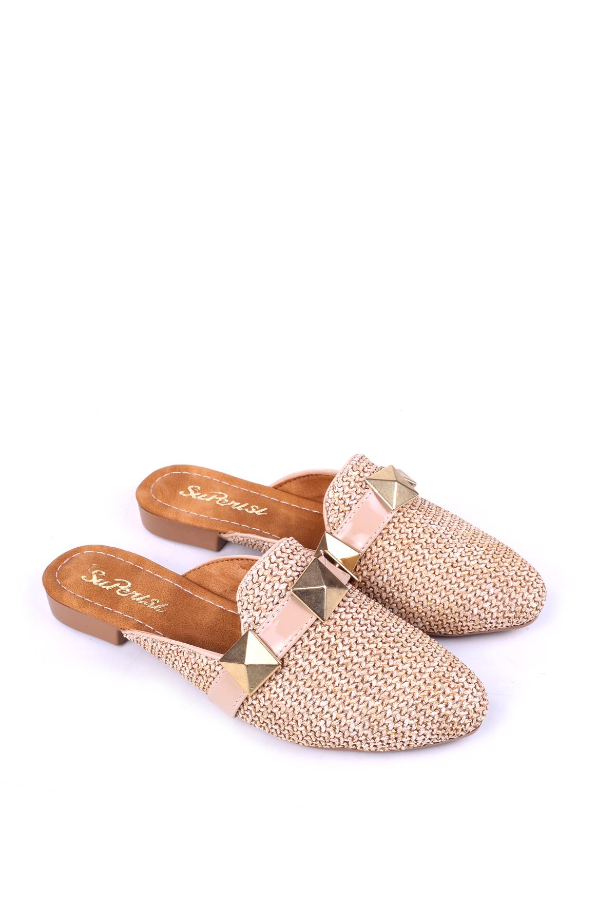 1860 Hasır Örme Desenli Günlük Kadın Terlik - Görsel 2