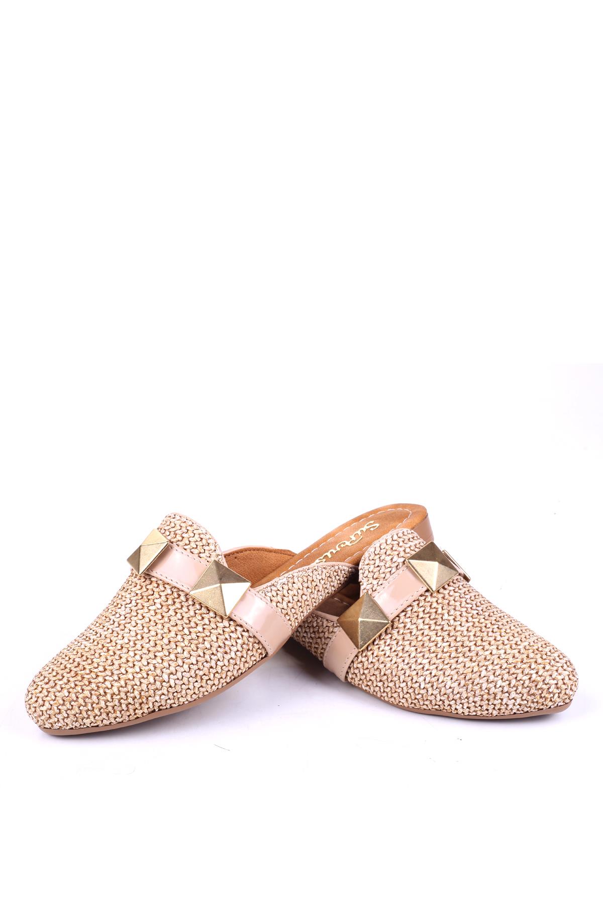 1860 Hasır Örme Desenli Günlük Kadın Terlik - Görsel 4