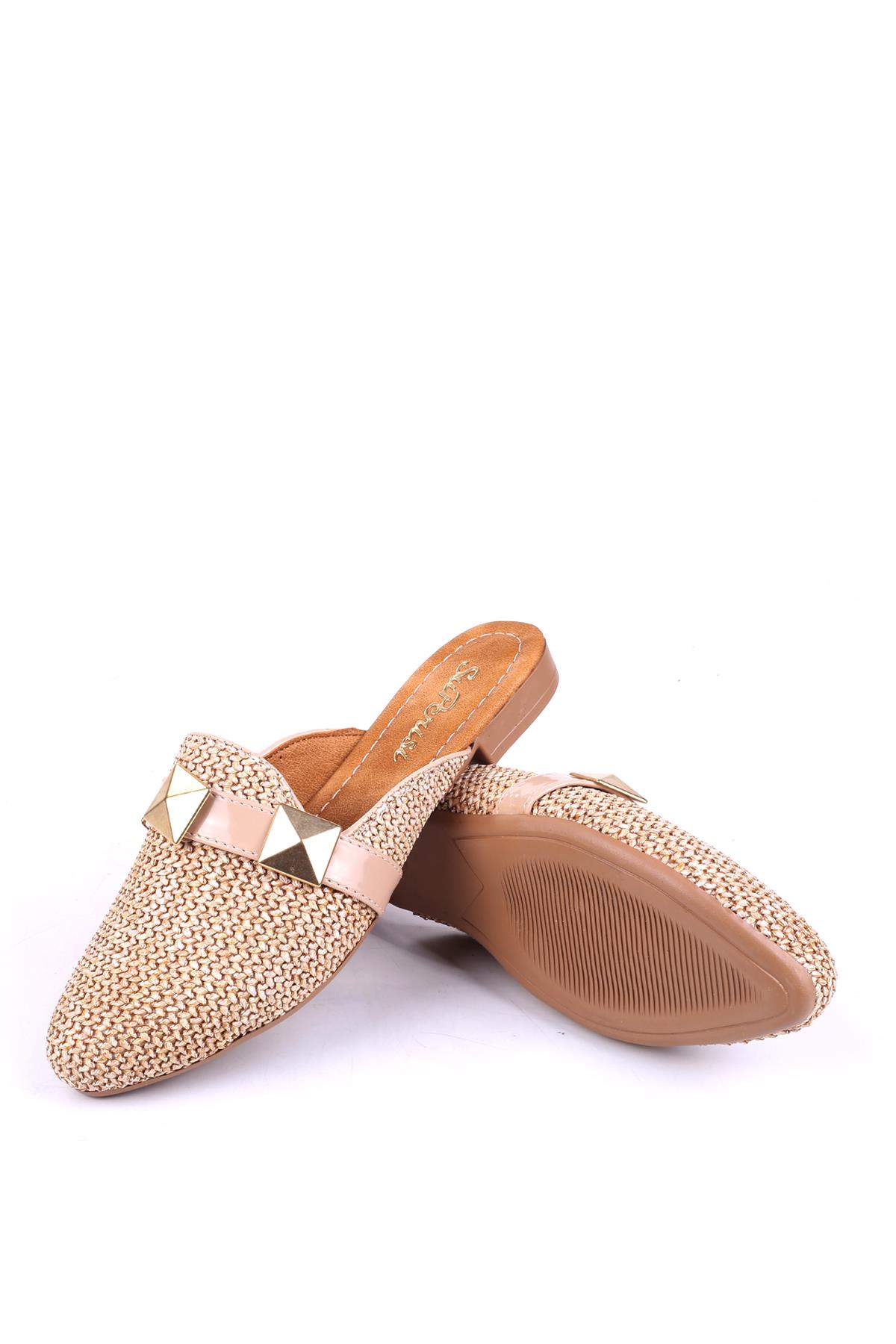 1860 Hasır Örme Desenli Günlük Kadın Terlik - Görsel 6