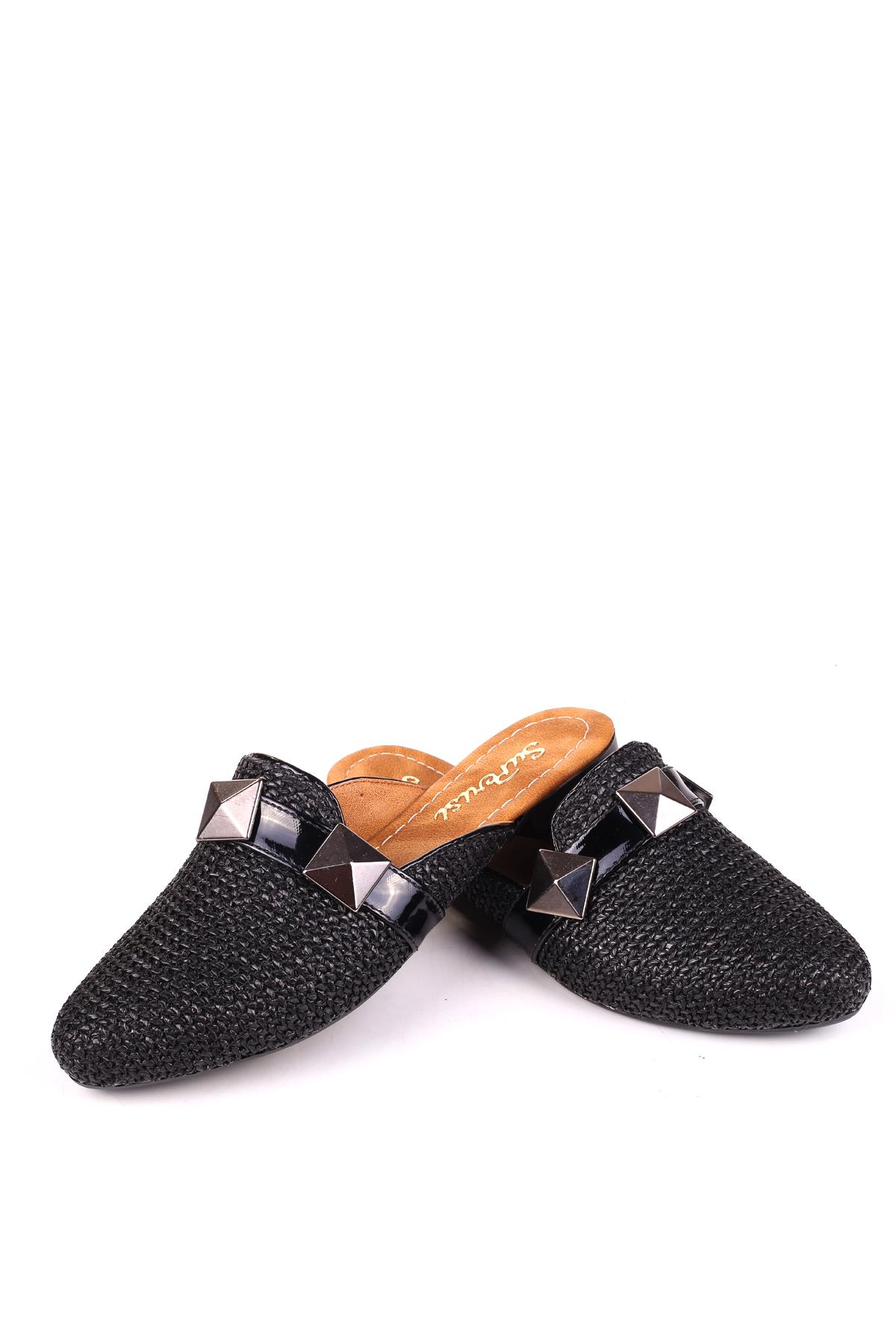 1860 Hasır Örme Desenli Günlük Kadın Terlik - Görsel 4