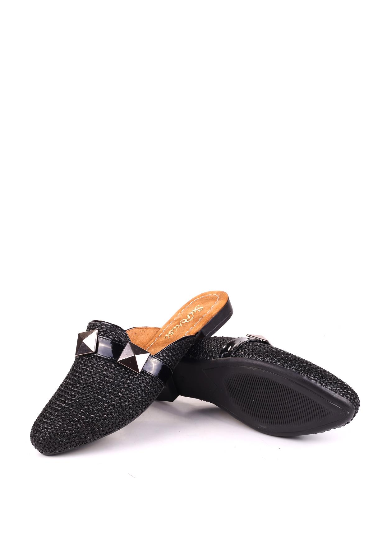 1860 Hasır Örme Desenli Günlük Kadın Terlik - Görsel 6