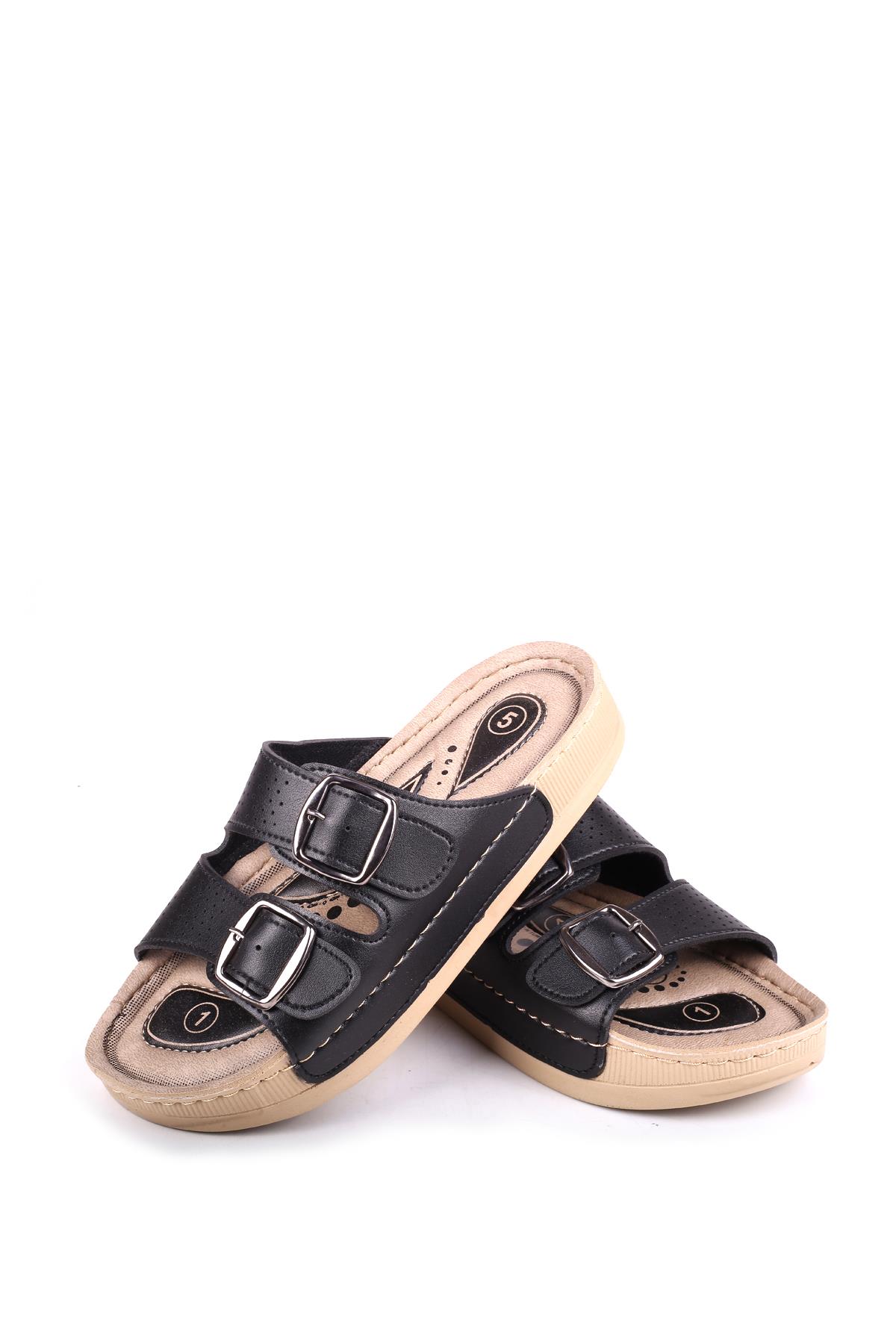 4872 Hera Kadın Çift Tokalı Rahat Taban Günlük Terlik - Görsel 4