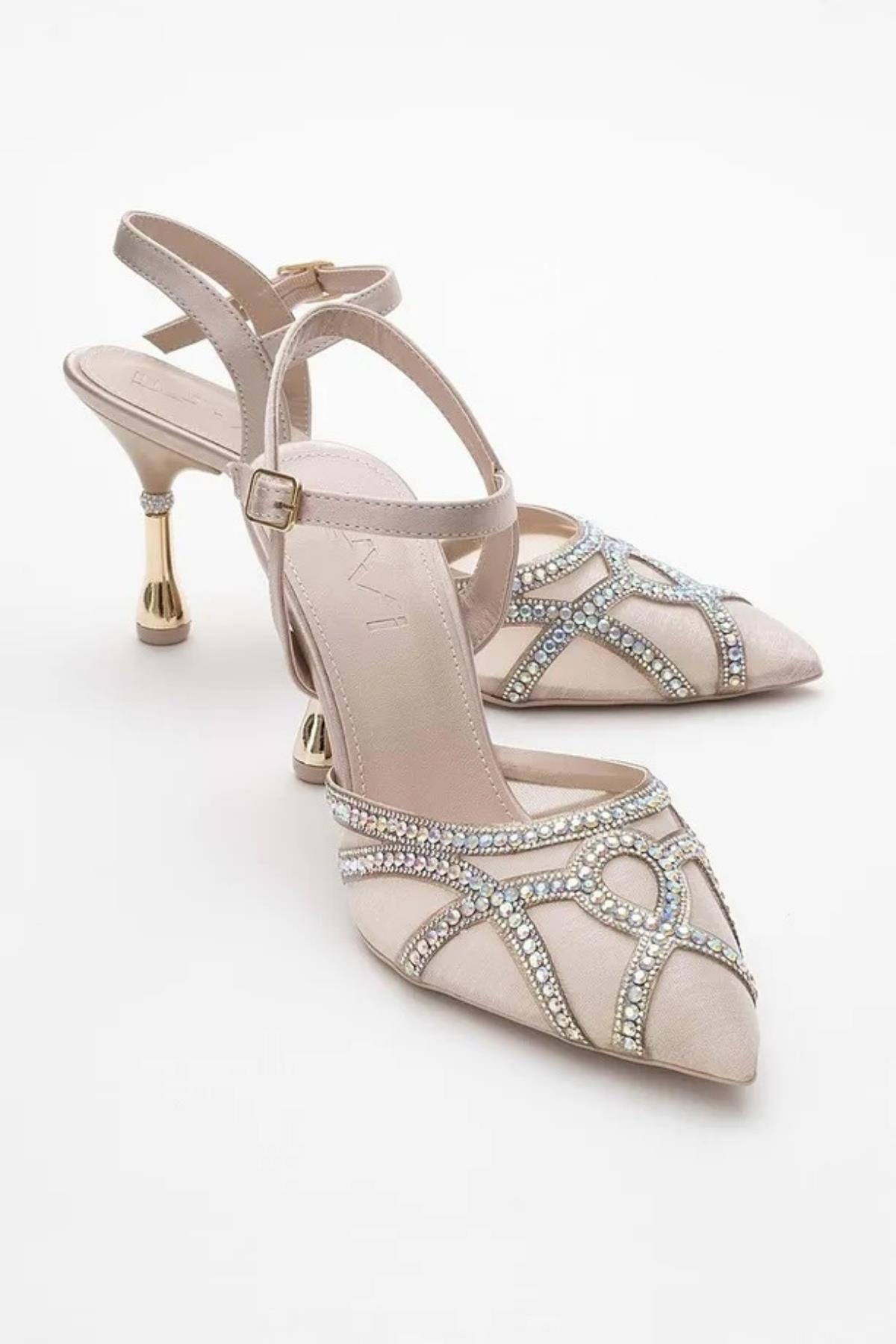 5006-1 Kadın 9,5 Cm Topuk Arkası Açık Fantezi Ayakkabı - Görsel 2