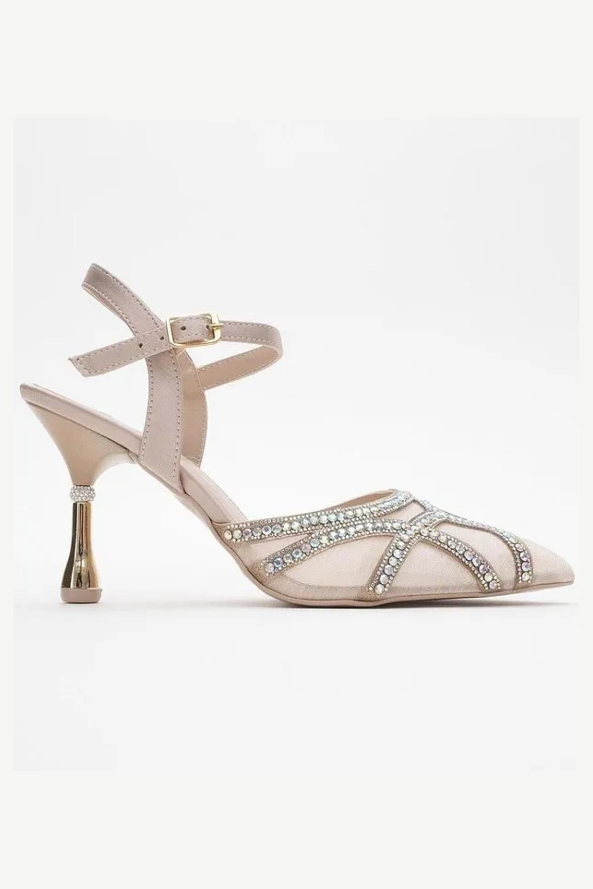 5006-1 Kadın 9,5 Cm Topuk Arkası Açık Fantezi Ayakkabı - Görsel 3