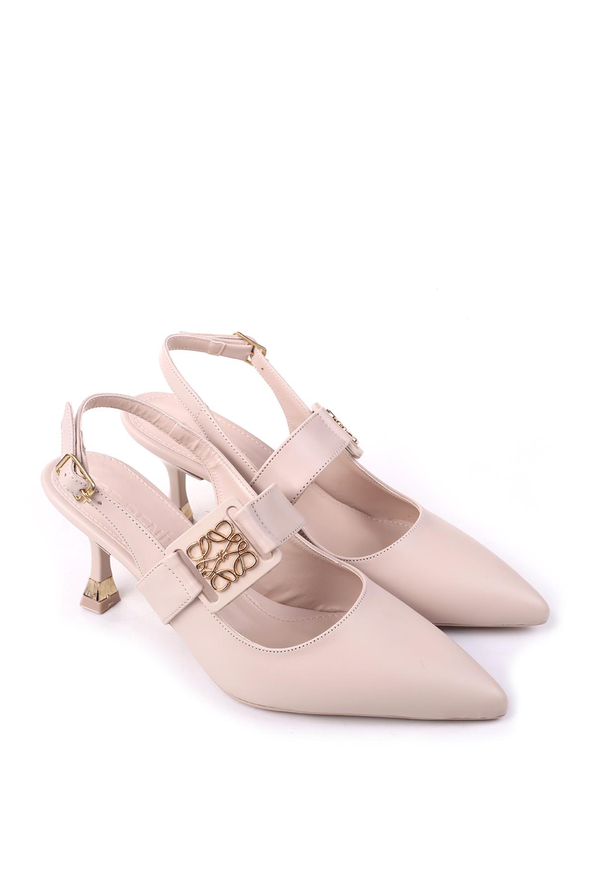 4005 Kadın 7,5 Cm Topuklu Arkası Açık Stiletto Ayakkabı - Görsel 2