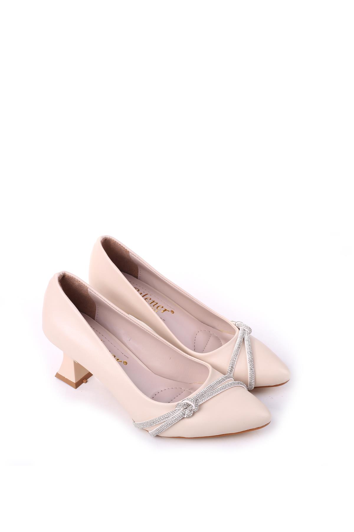 803 Kadın 6 cm Topuklu Taşlı Klasik Ayakkabı - Görsel 2