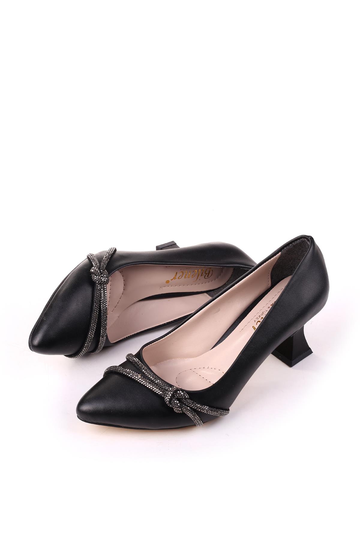 803 Kadın 6 cm Topuklu Taşlı Klasik Ayakkabı - Görsel 4