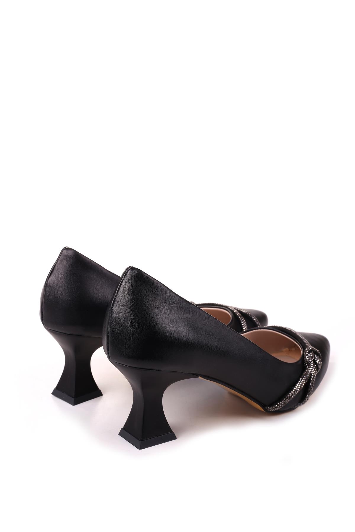 803 Kadın 6 cm Topuklu Taşlı Klasik Ayakkabı - Görsel 5