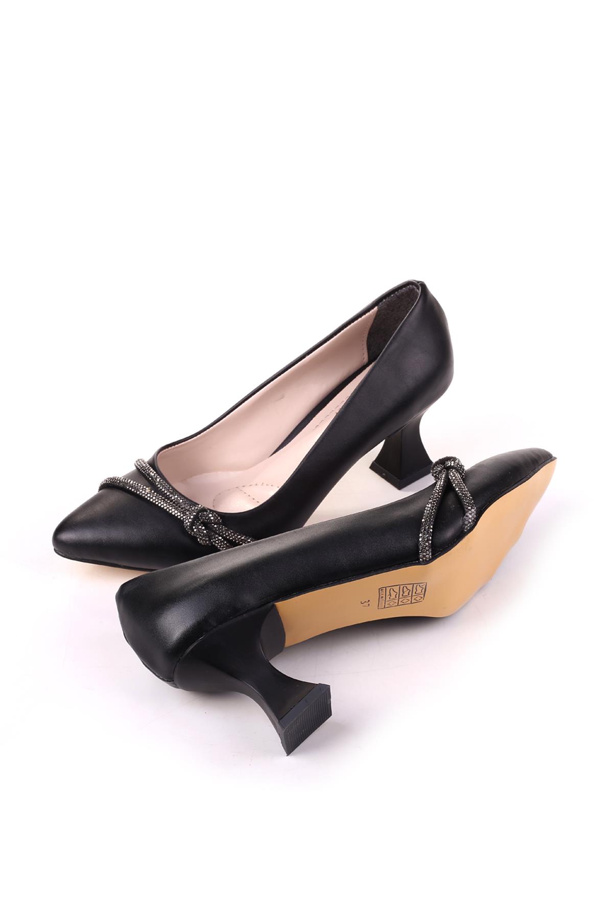 803 Kadın 6 cm Topuklu Taşlı Klasik Ayakkabı - Görsel 6
