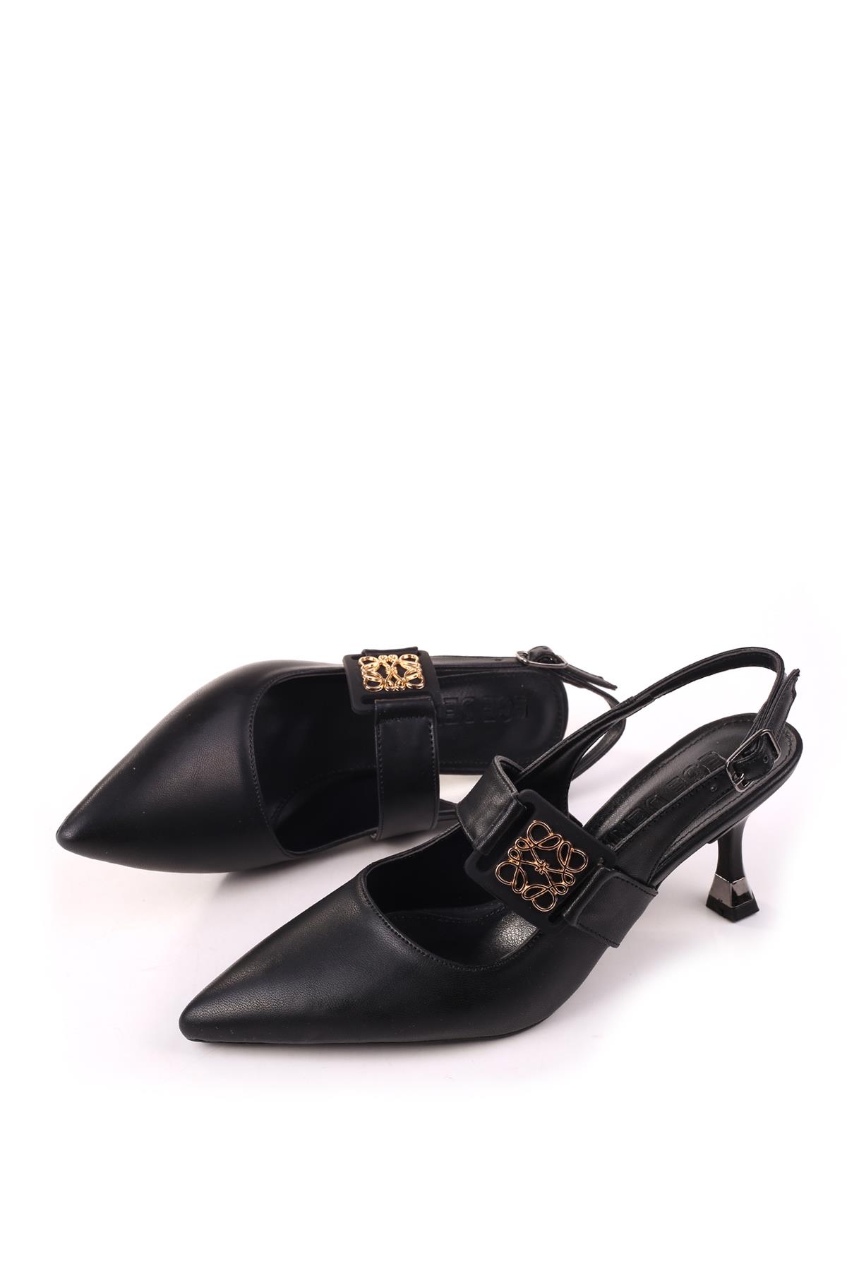 4005 Kadın 7,5 Cm Topuklu Arkası Açık Stiletto Ayakkabı - Görsel 3