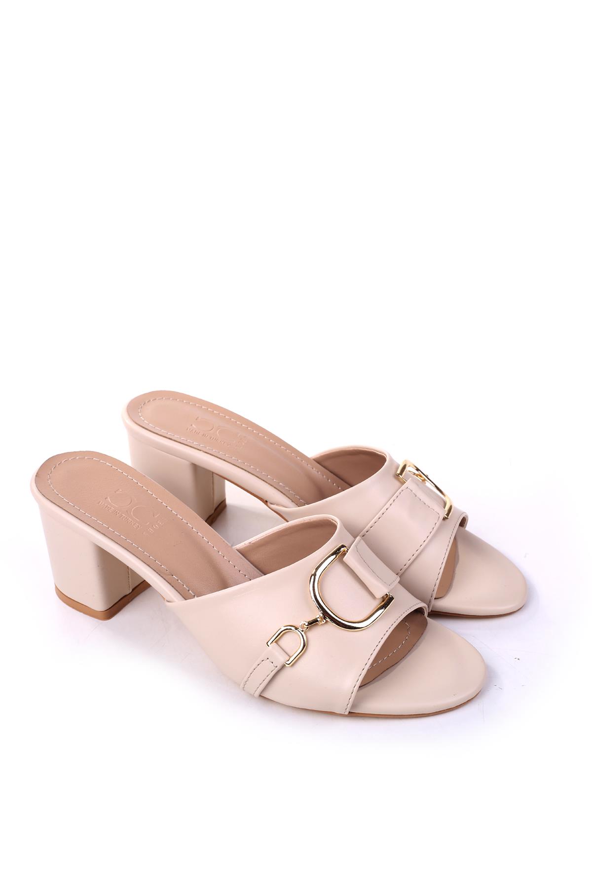 LL107 Kadın 6,5 Cm Kare Topuk Günlük Terlik - Görsel 3