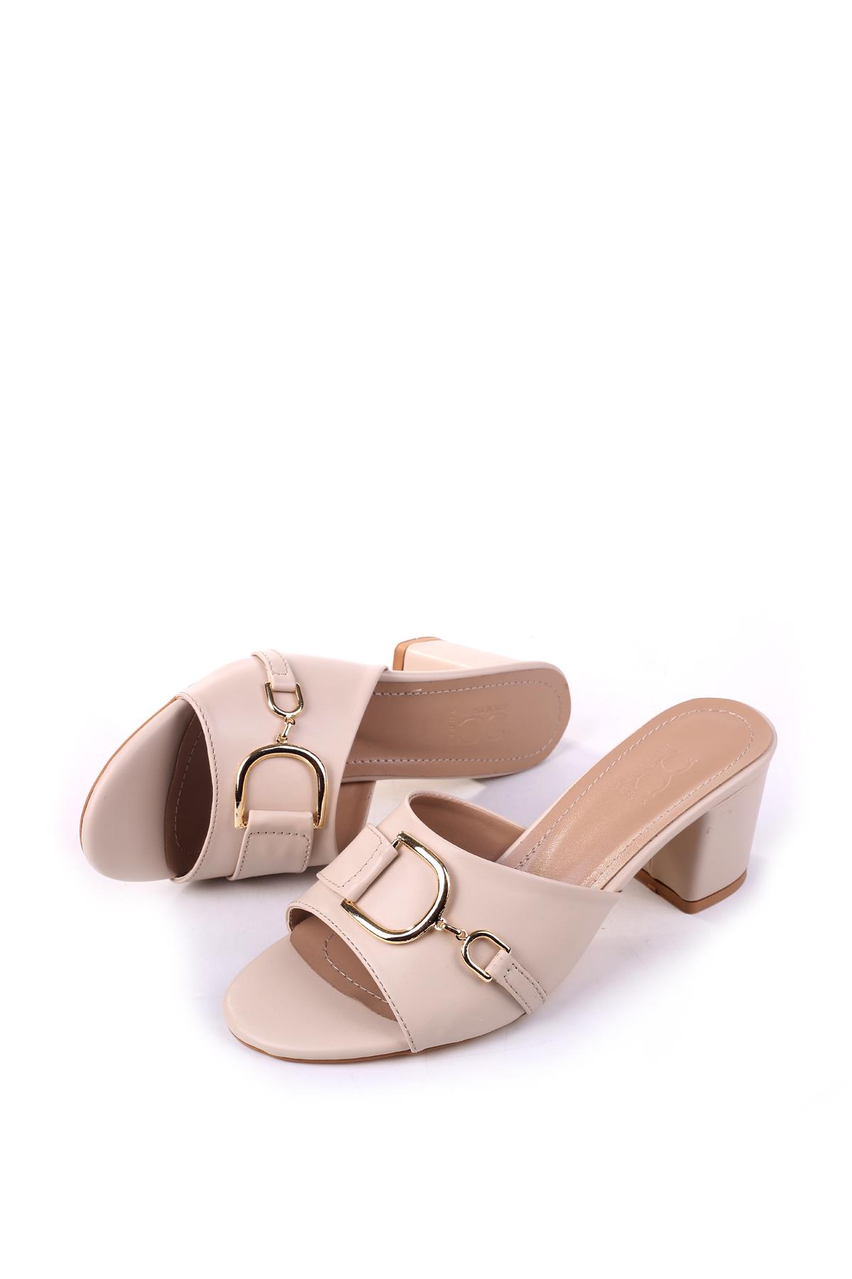 LL107 Kadın 6,5 Cm Kare Topuk Günlük Terlik - Görsel 5