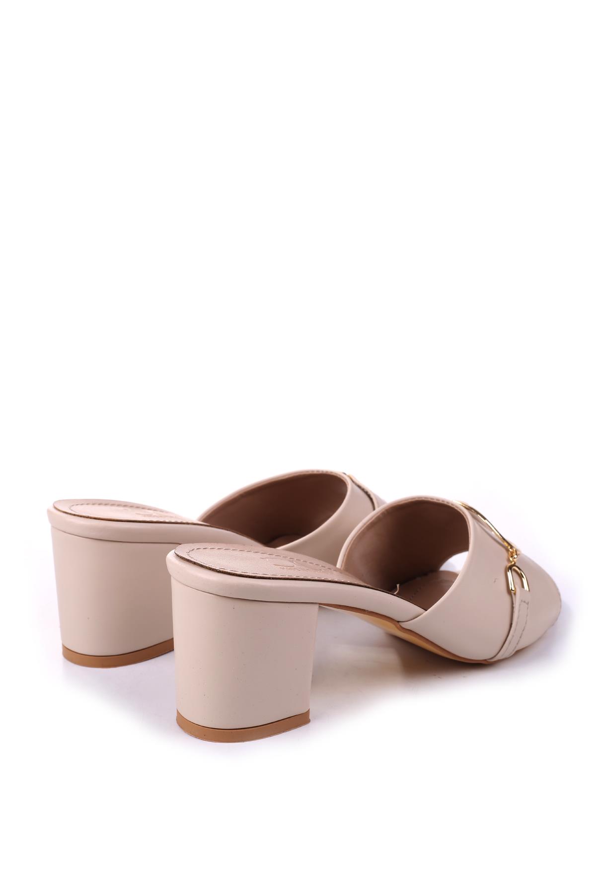 LL107 Kadın 6,5 Cm Kare Topuk Günlük Terlik - Görsel 6