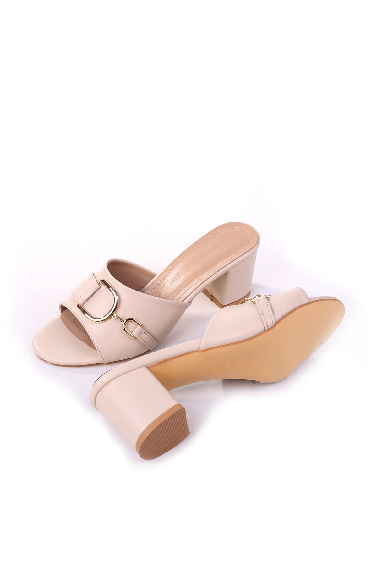 LL107 Kadın 6,5 Cm Kare Topuk Günlük Terlik - Görsel 7