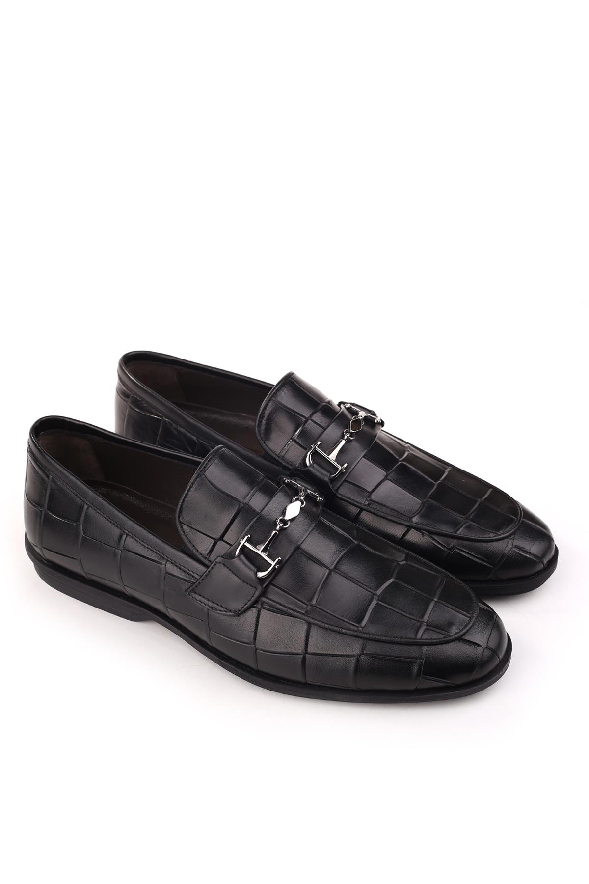 4866 Erkek Hakiki Deri Günlük Baskılı Deri Babet Ayakkabı - Görsel 2