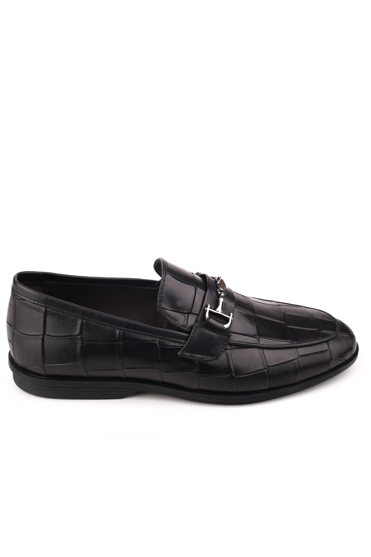 4866 Erkek Hakiki Deri Günlük Baskılı Deri Babet Ayakkabı - Görsel 3