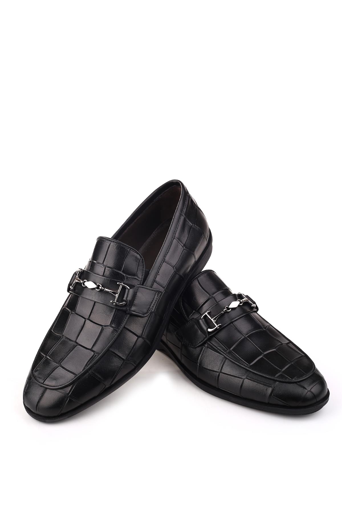 4866 Erkek Hakiki Deri Günlük Baskılı Deri Babet Ayakkabı - Görsel 4