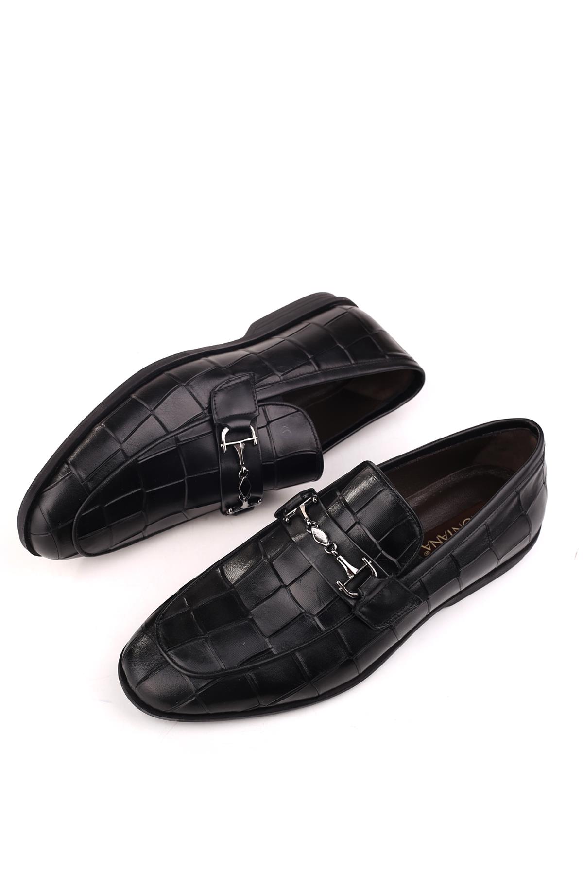 4866 Erkek Hakiki Deri Günlük Baskılı Deri Babet Ayakkabı - Görsel 5