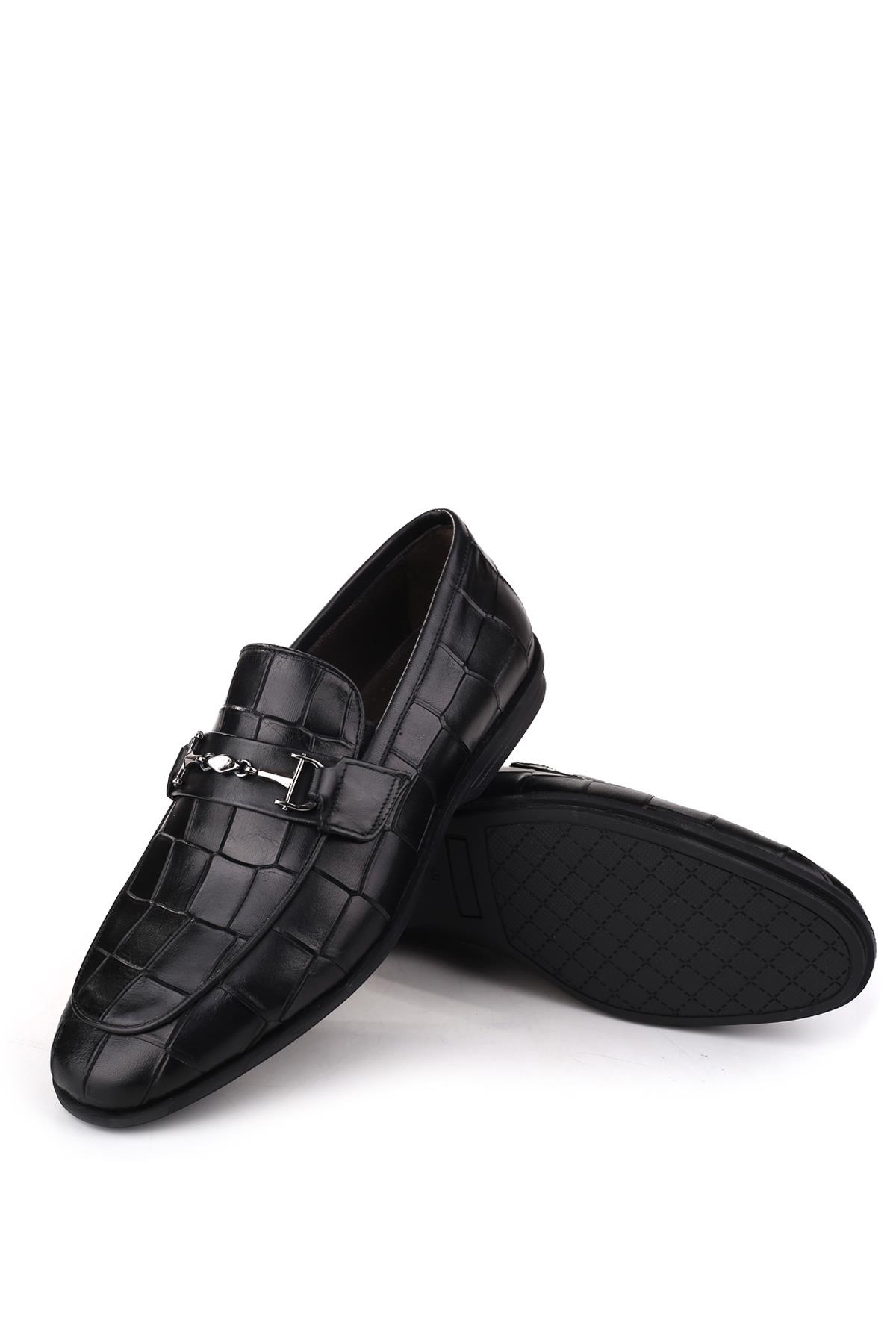 4866 Erkek Hakiki Deri Günlük Baskılı Deri Babet Ayakkabı - Görsel 7