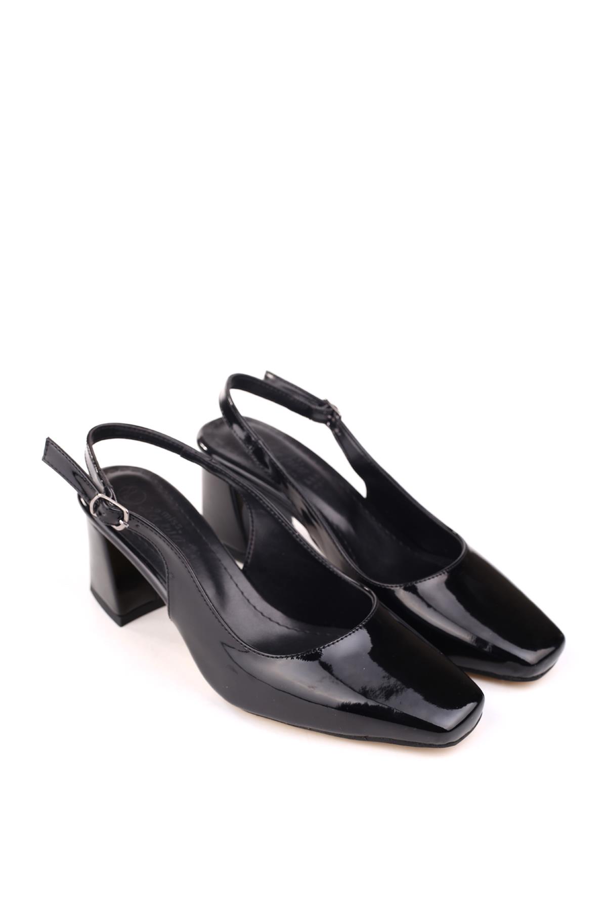 5510-1 Kadın 6 Cm Kare Topuklu Rahat Rugan Ayakkabı - Görsel 2