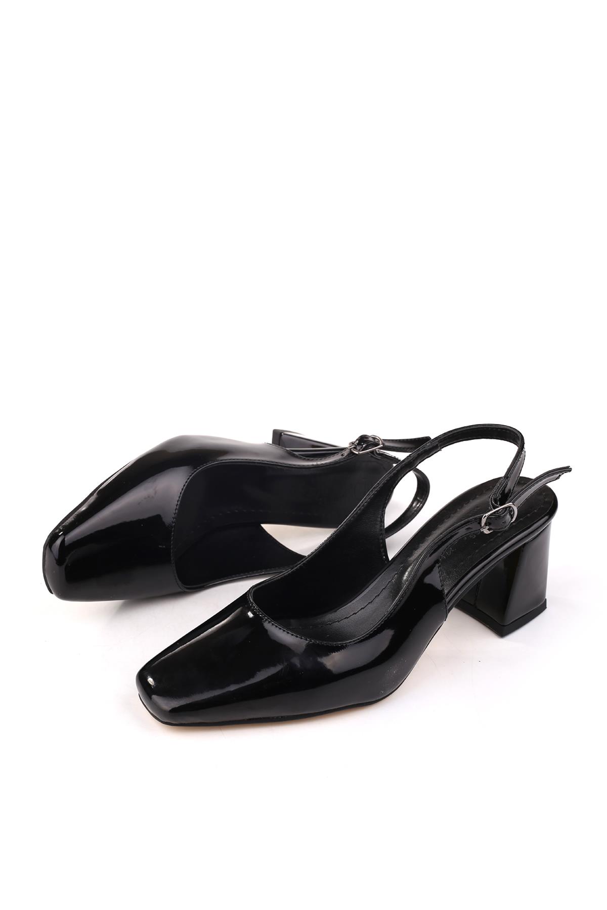 5510-1 Kadın 6 Cm Kare Topuklu Rahat Rugan Ayakkabı - Görsel 4