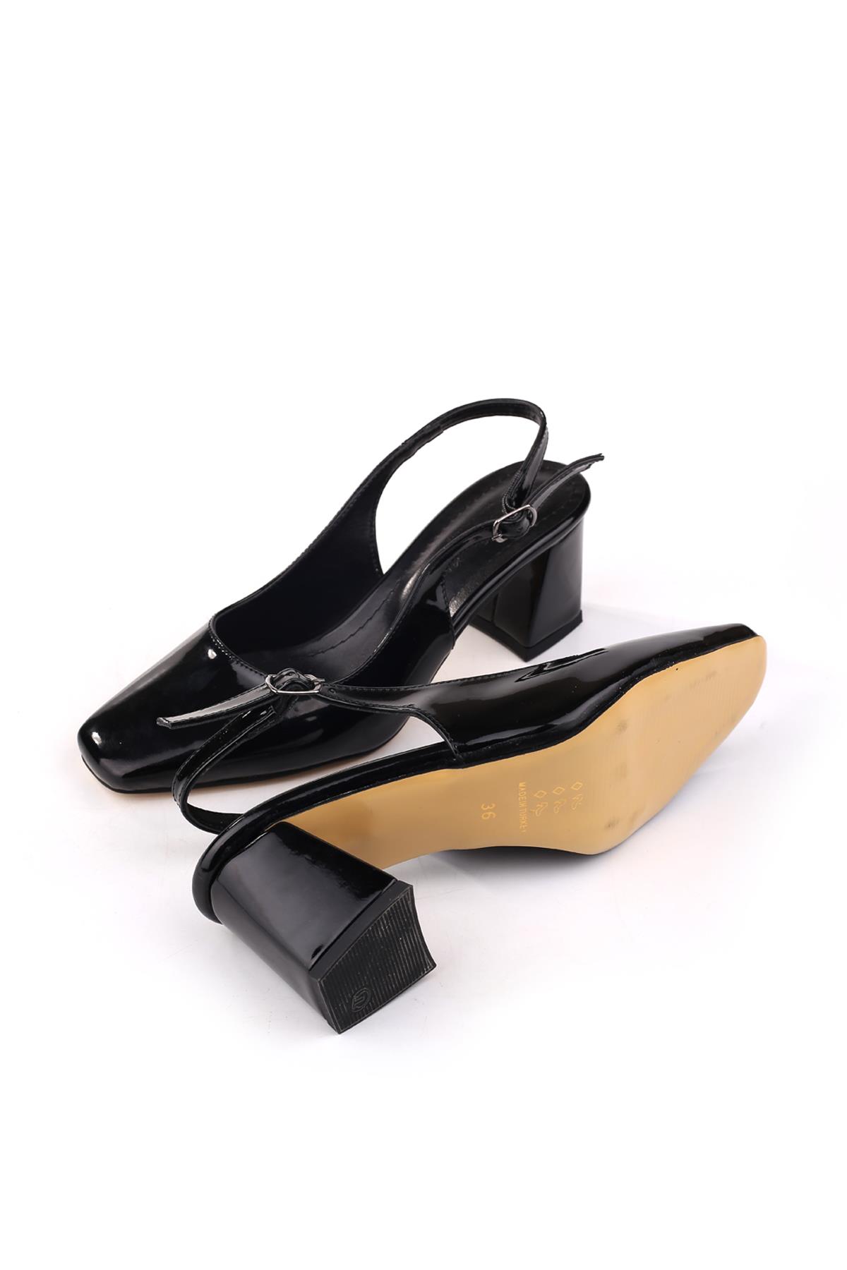 5510-1 Kadın 6 Cm Kare Topuklu Rahat Rugan Ayakkabı - Görsel 6