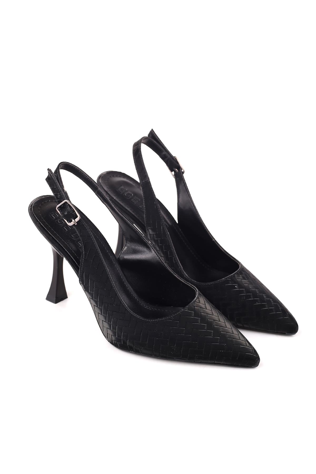 5031 Kadın 9 Cm Topuklu Arkası Açık Stiletto Ayakkabı - Görsel 2