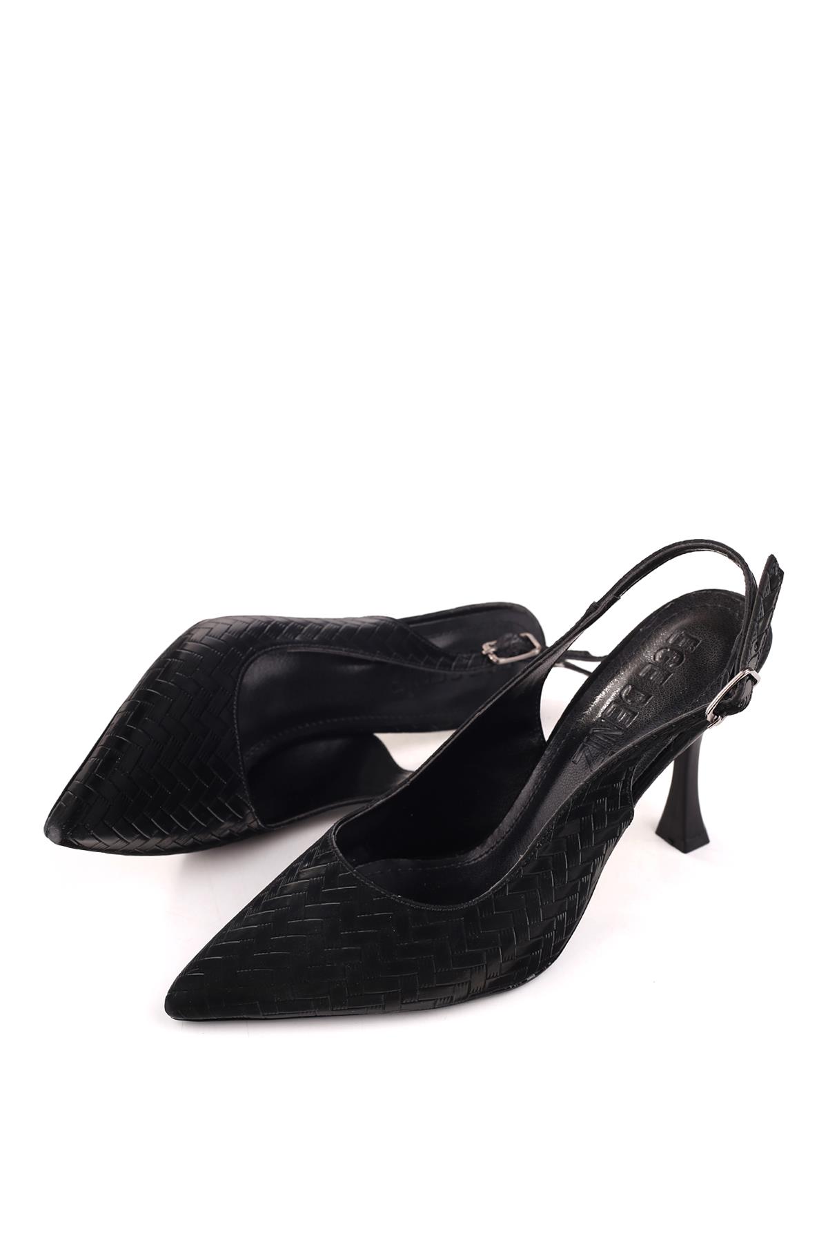 5031 Kadın 9 Cm Topuklu Arkası Açık Stiletto Ayakkabı - Görsel 4