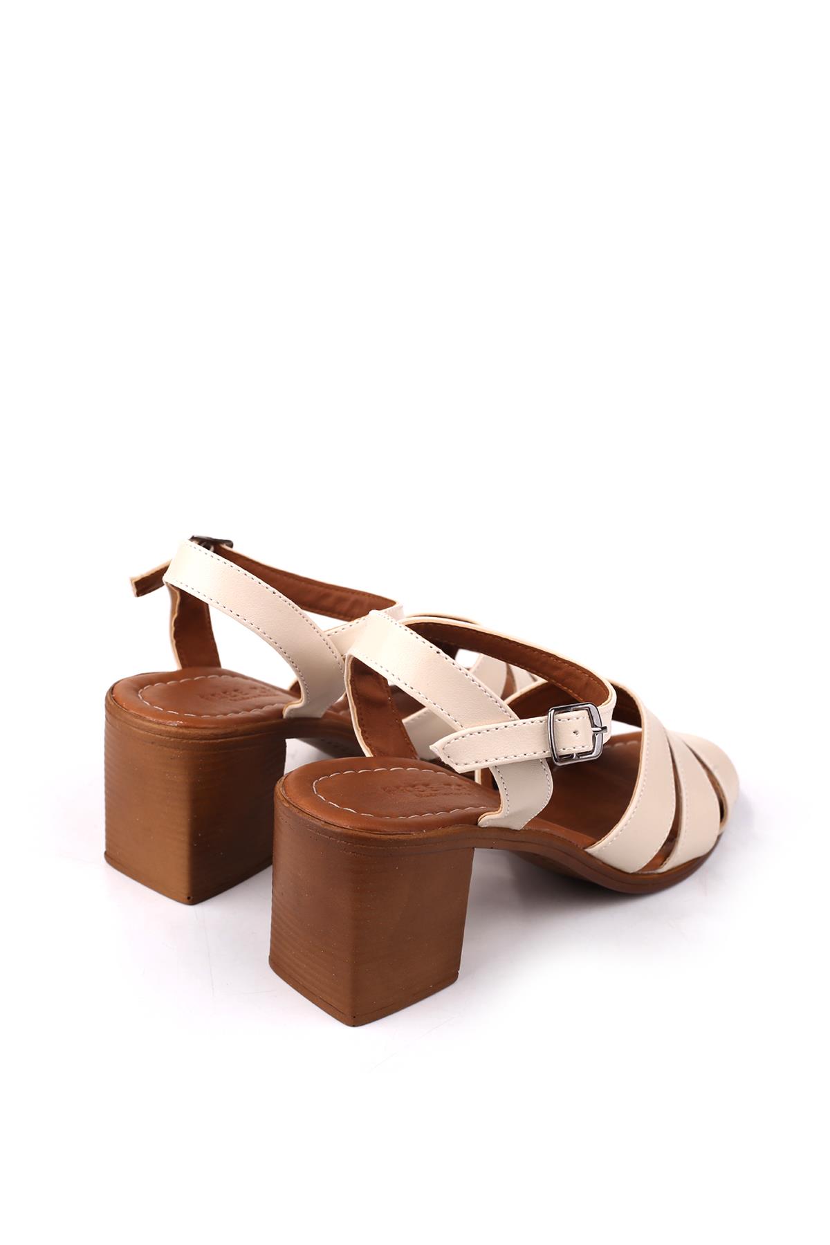 1721 Kadın 7 Cm Kare Topuklu Rahat Yazlık Ayakkabı - Görsel 5