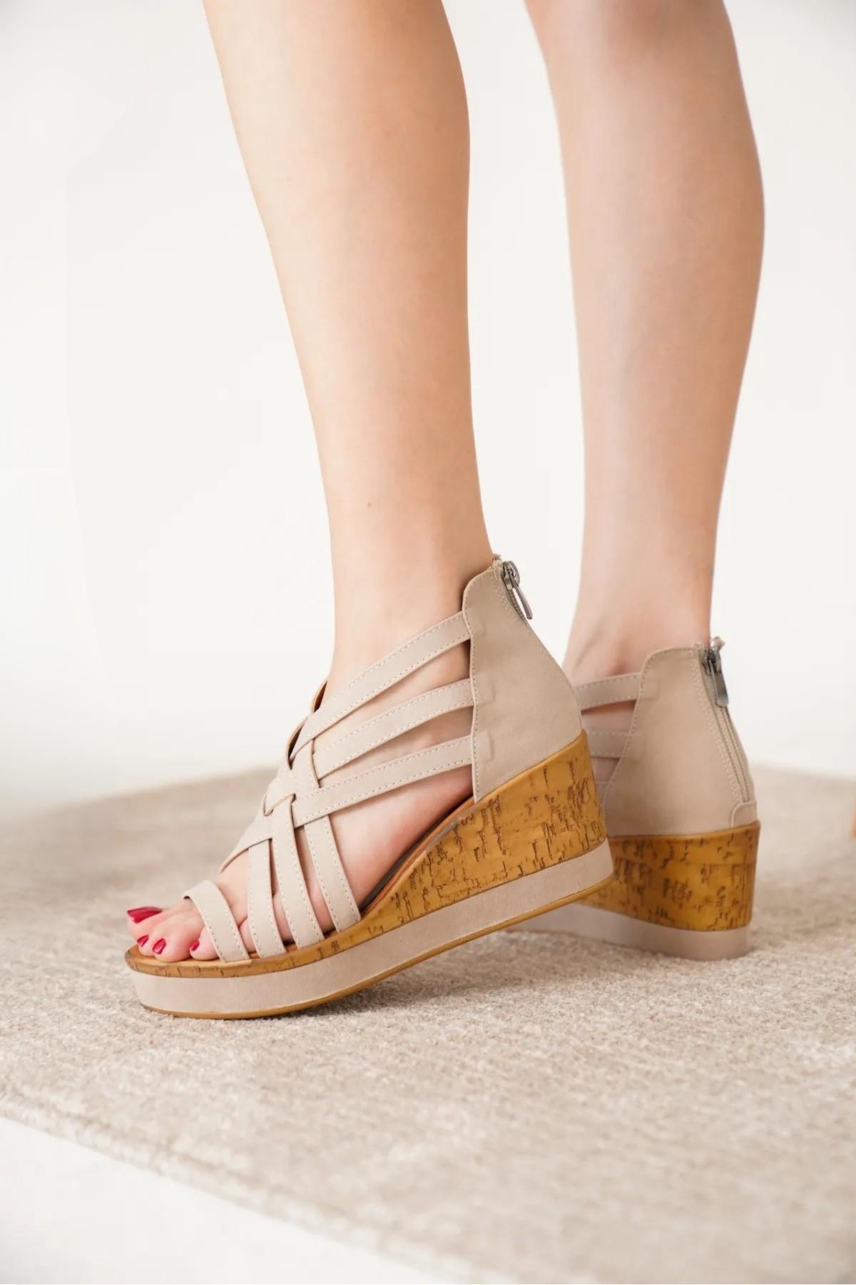 2000 Kadın 7 Cm Dolgu Topuk Rahat Yazlık Ayakkabı - Görsel 3