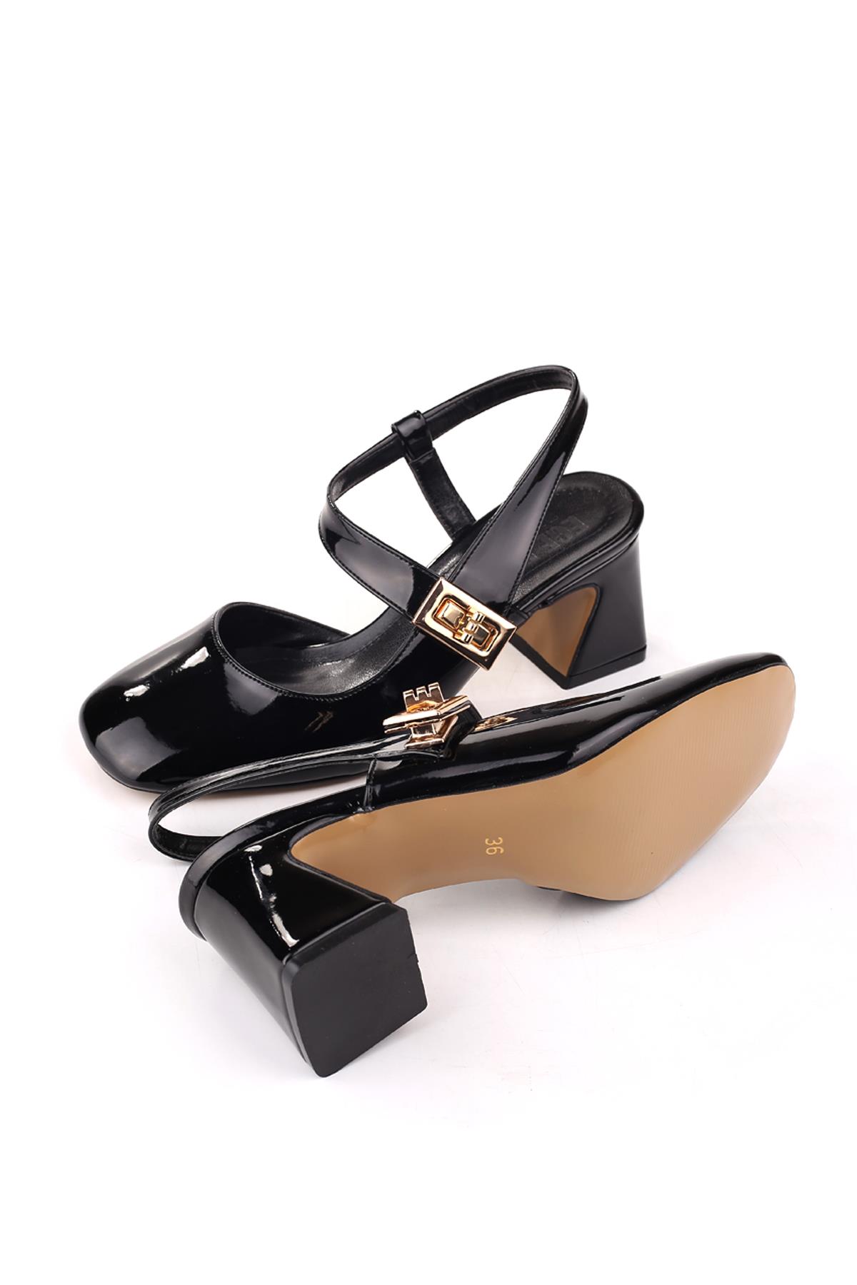 3002 Kadın 6 Cm Topuklu Rugan Ayakkabı - Görsel 6