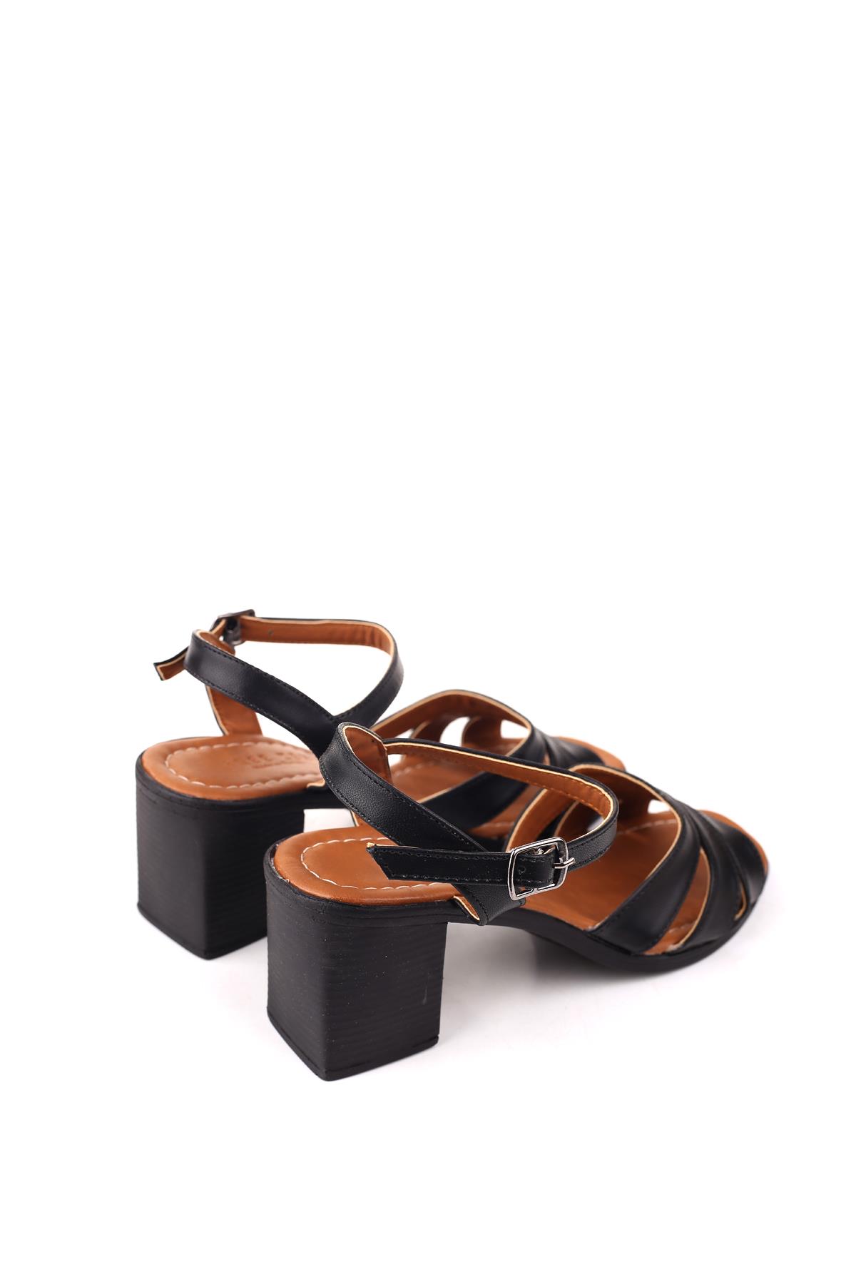 1721 Kadın 7 Cm Kare Topuklu Rahat Yazlık Ayakkabı - Görsel 5