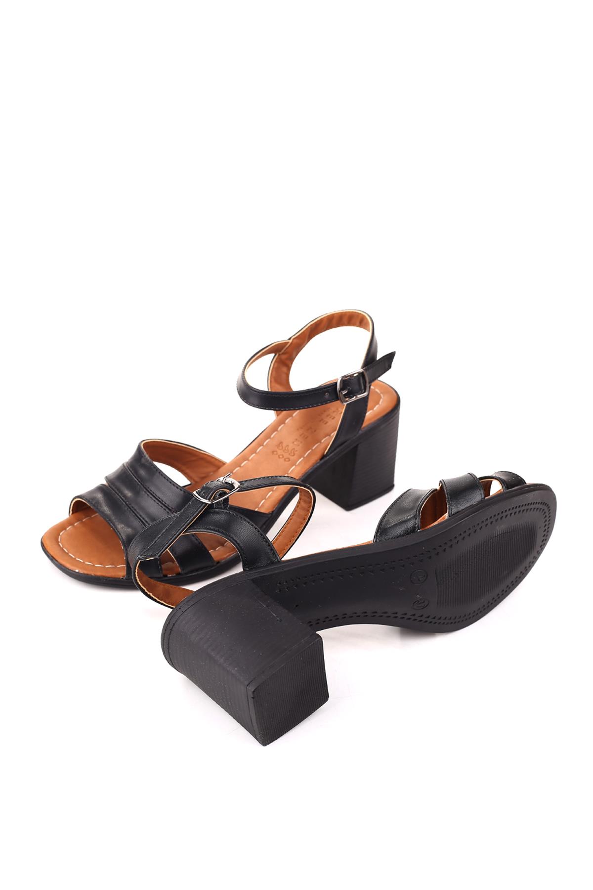 1721 Kadın 7 Cm Kare Topuklu Rahat Yazlık Ayakkabı - Görsel 6