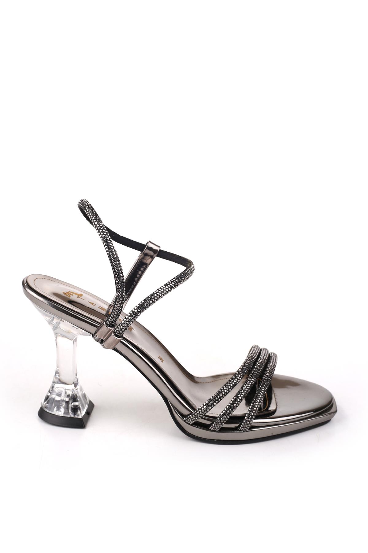 4749 Kadın 9 Cm Topuk Taşlı Abiye Sandalet - Görsel 3
