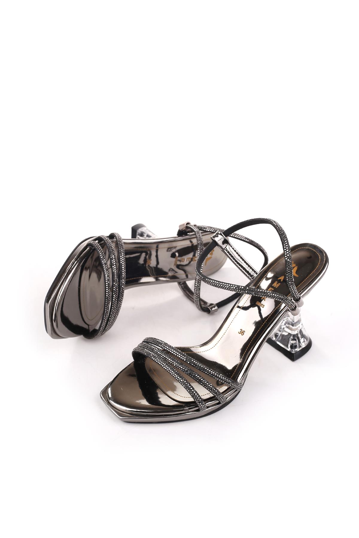 4749 Kadın 9 Cm Topuk Taşlı Abiye Sandalet - Görsel 4