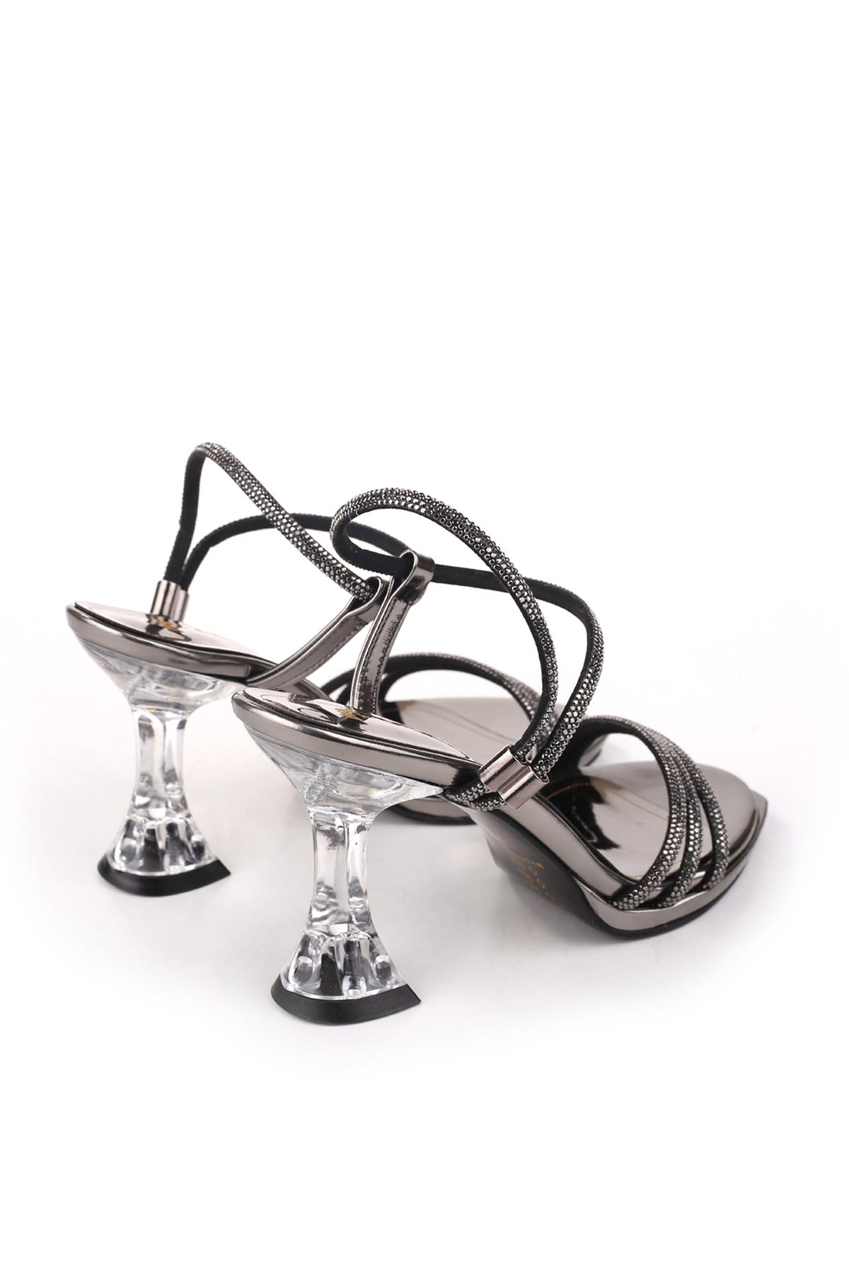 4749 Kadın 9 Cm Topuk Taşlı Abiye Sandalet - Görsel 5