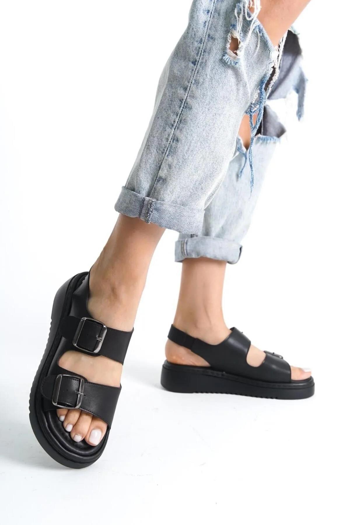 Fncy-602 Günlük Kadın Çift Tokalı Rahat Sandalet - Görsel 4