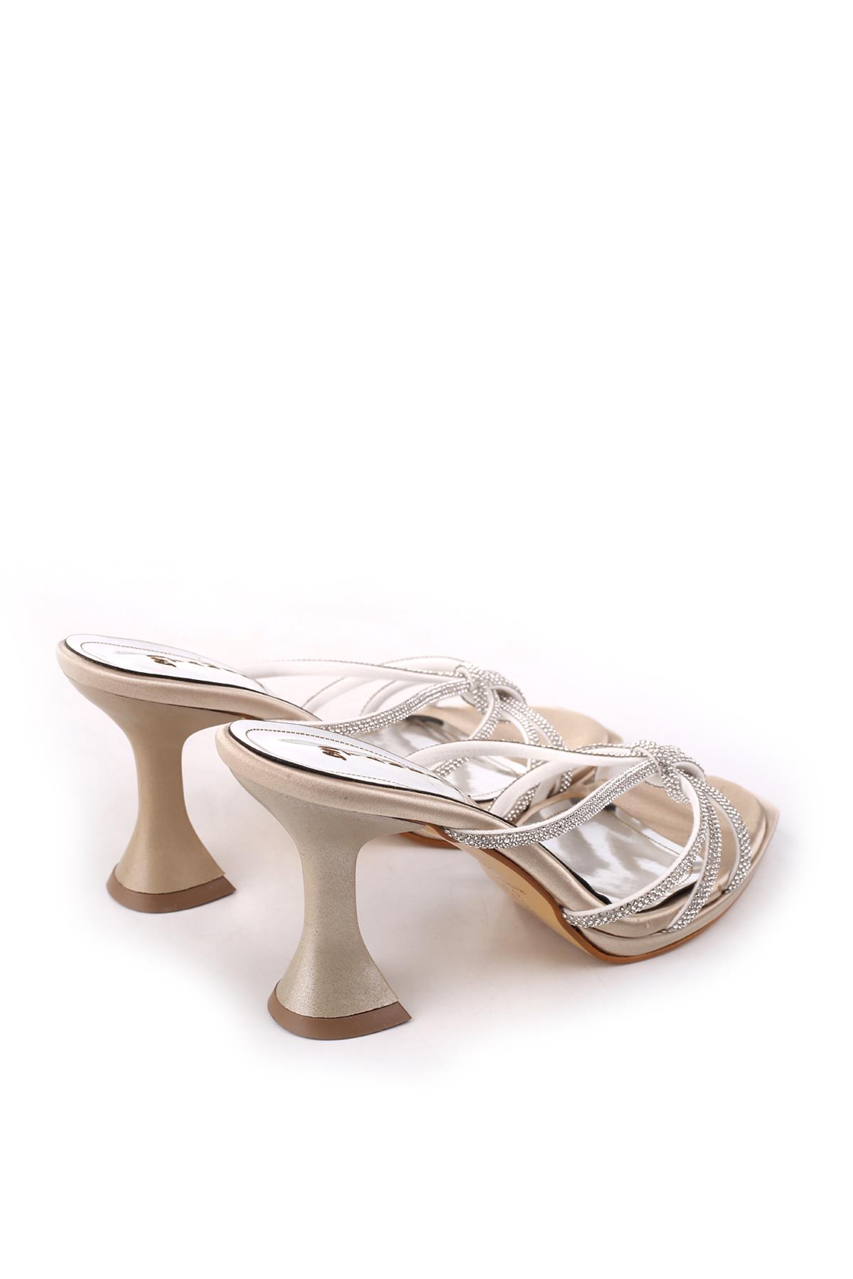 4747 Kadın 9 Cm Topuk Taşlı Fantazi Terlik - Görsel 4