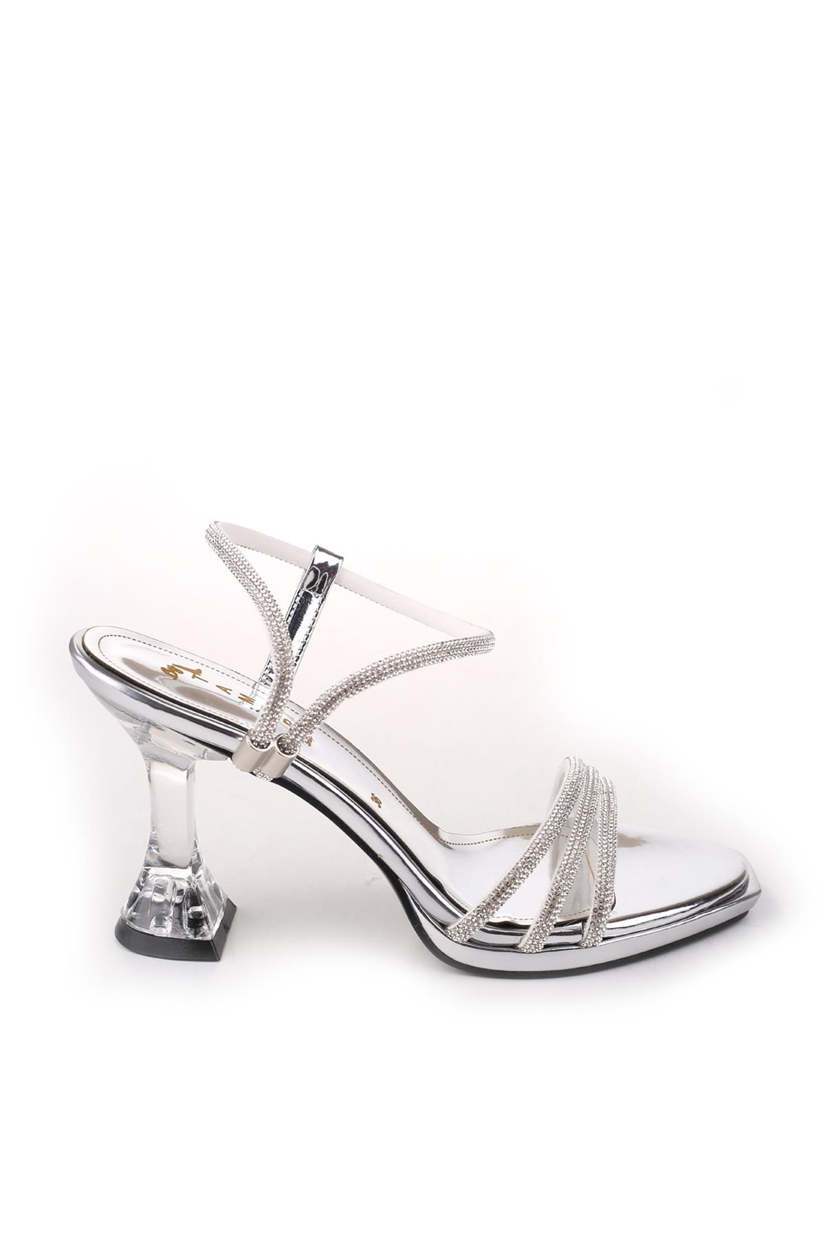 4749 Kadın 9 Cm Topuk Taşlı Abiye Sandalet - Görsel 3