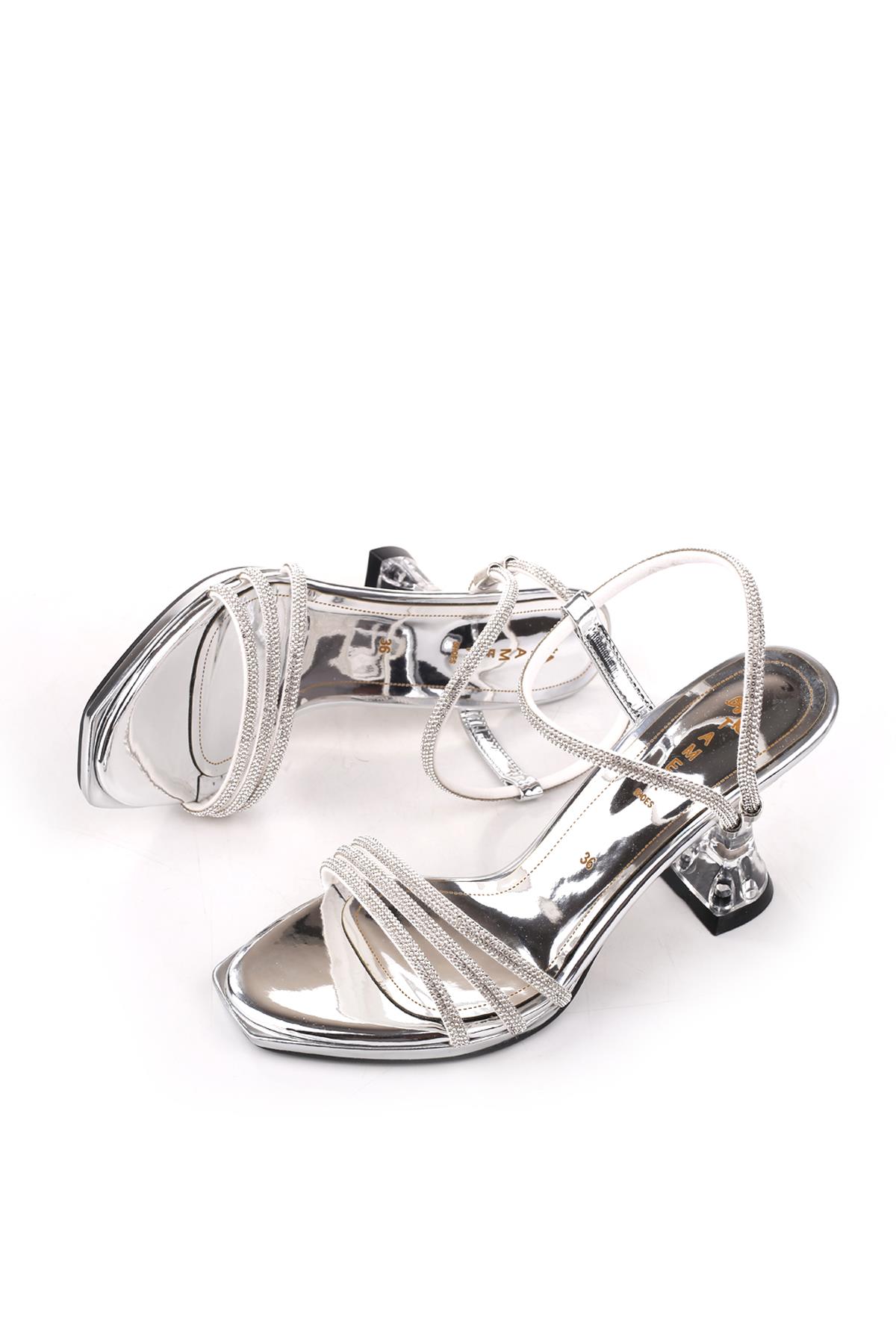 4749 Kadın 9 Cm Topuk Taşlı Abiye Sandalet - Görsel 4