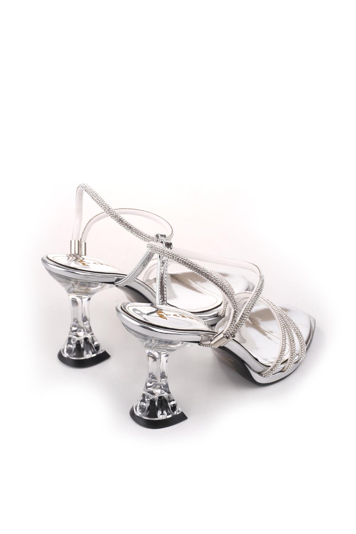 4749 Kadın 9 Cm Topuk Taşlı Abiye Sandalet - Görsel 5