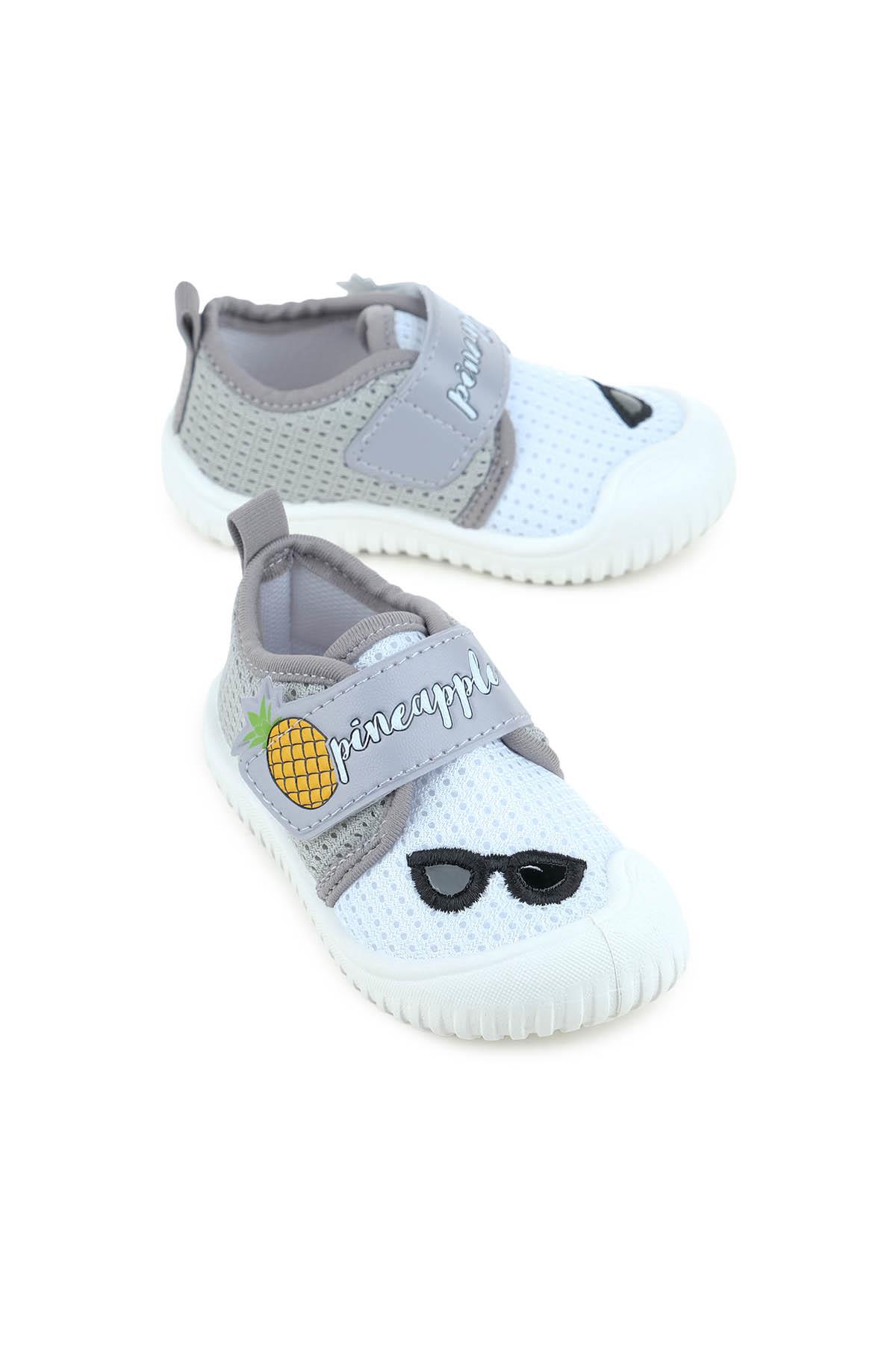 03270 Yazlık Erkek Bebek Günlük Cırtlı Keten Ayakkabı - Görsel 2