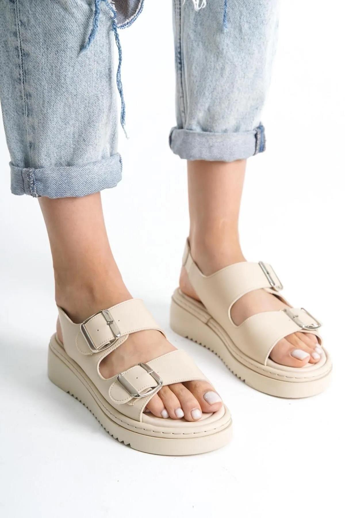 Fncy-602 Günlük Kadın Çift Tokalı Rahat Sandalet - Görsel 2