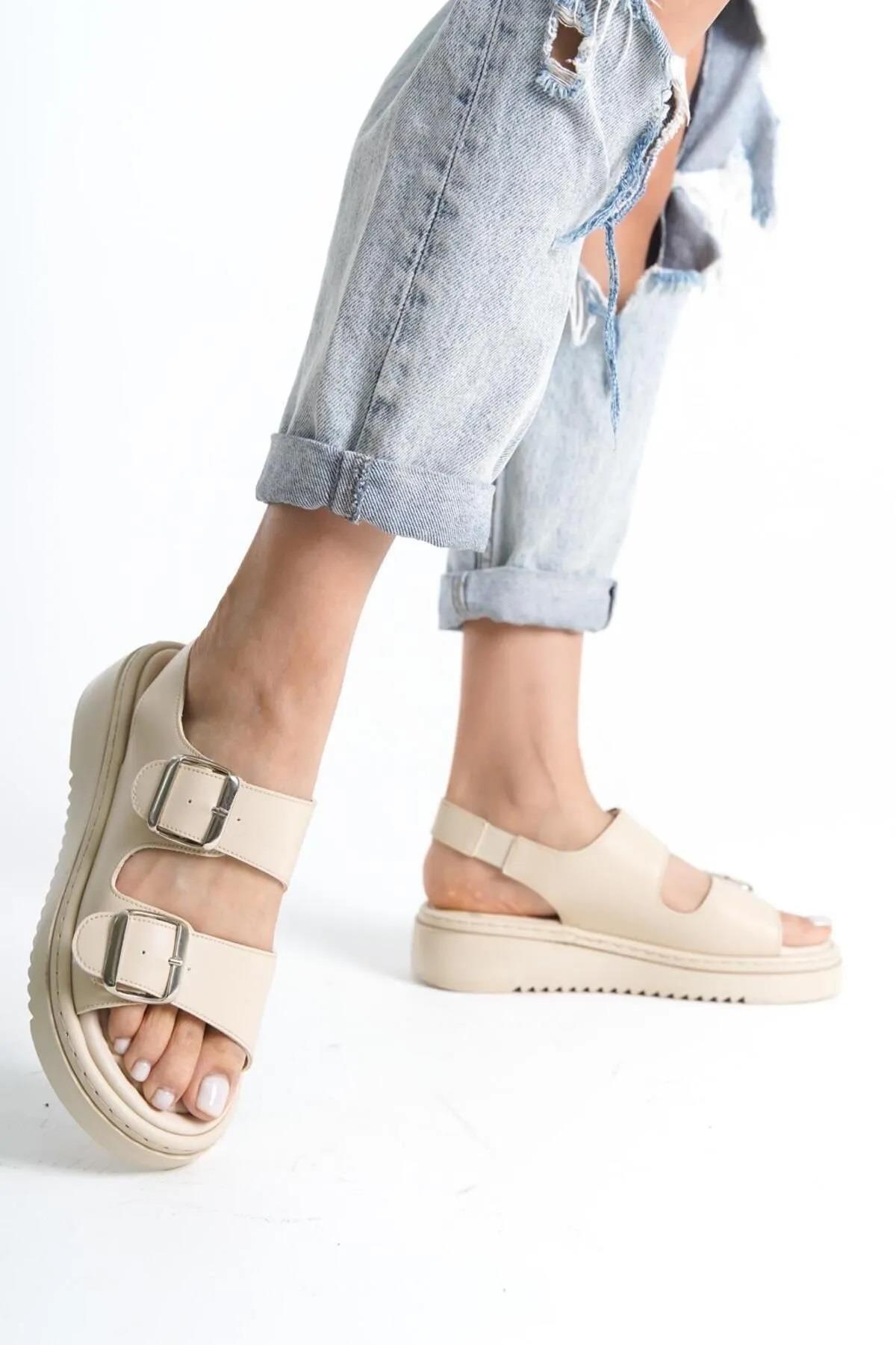 Fncy-602 Günlük Kadın Çift Tokalı Rahat Sandalet - Görsel 3