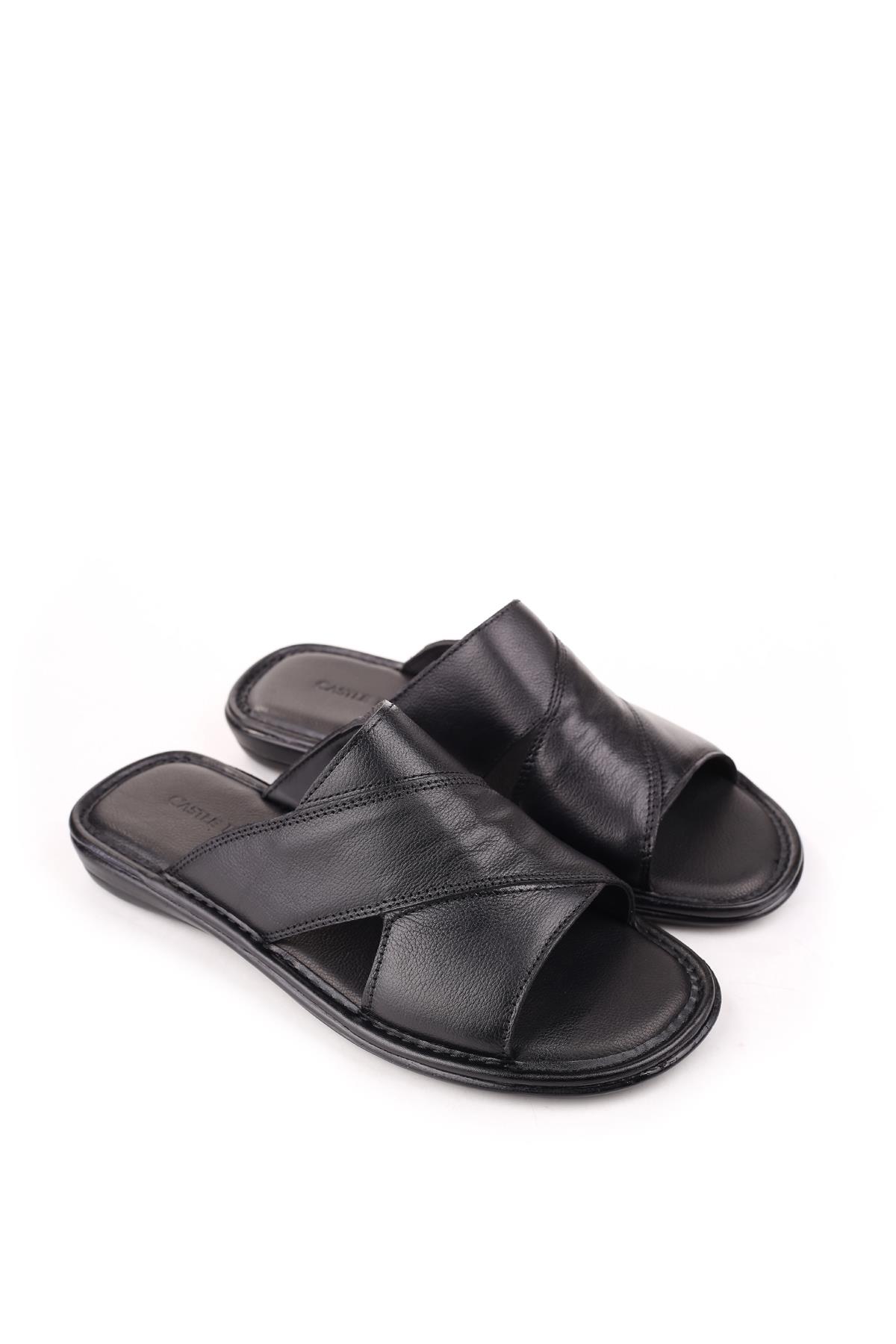 8523 Erkek Ortopedik Taban Hakiki Deri Terlik - Görsel 2