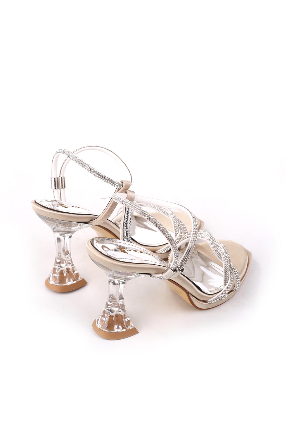 4748 Kadın 9 Cm Topuk Taşlı Abiye Sandalet - Görsel 5