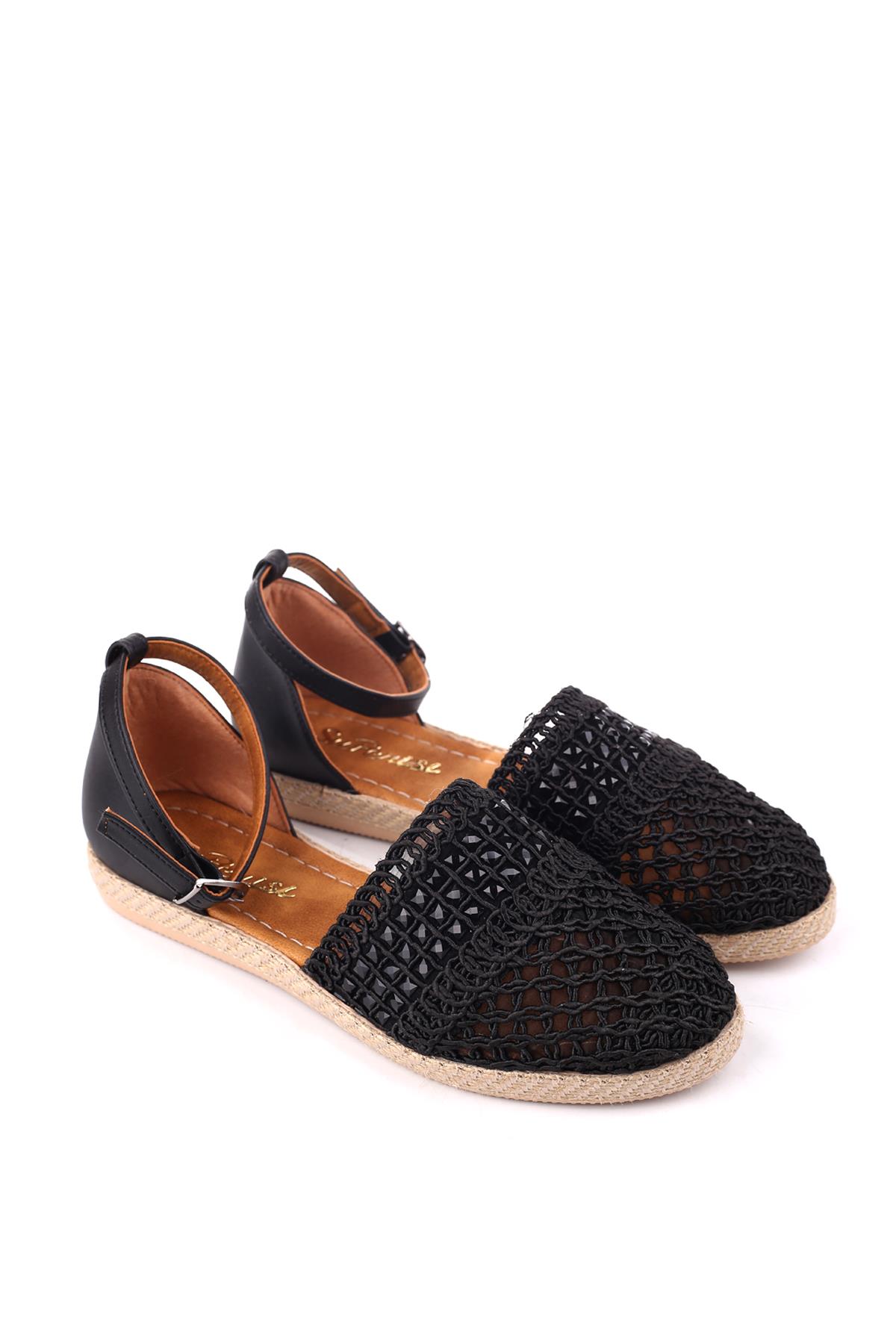 1703 Kadın Hasır Örme Günlük Rahat Babet Ayakkabı - Görsel 2