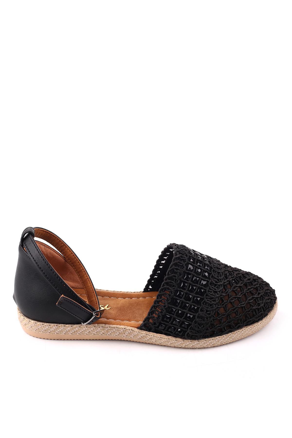 1703 Kadın Hasır Örme Günlük Rahat Babet Ayakkabı - Görsel 3